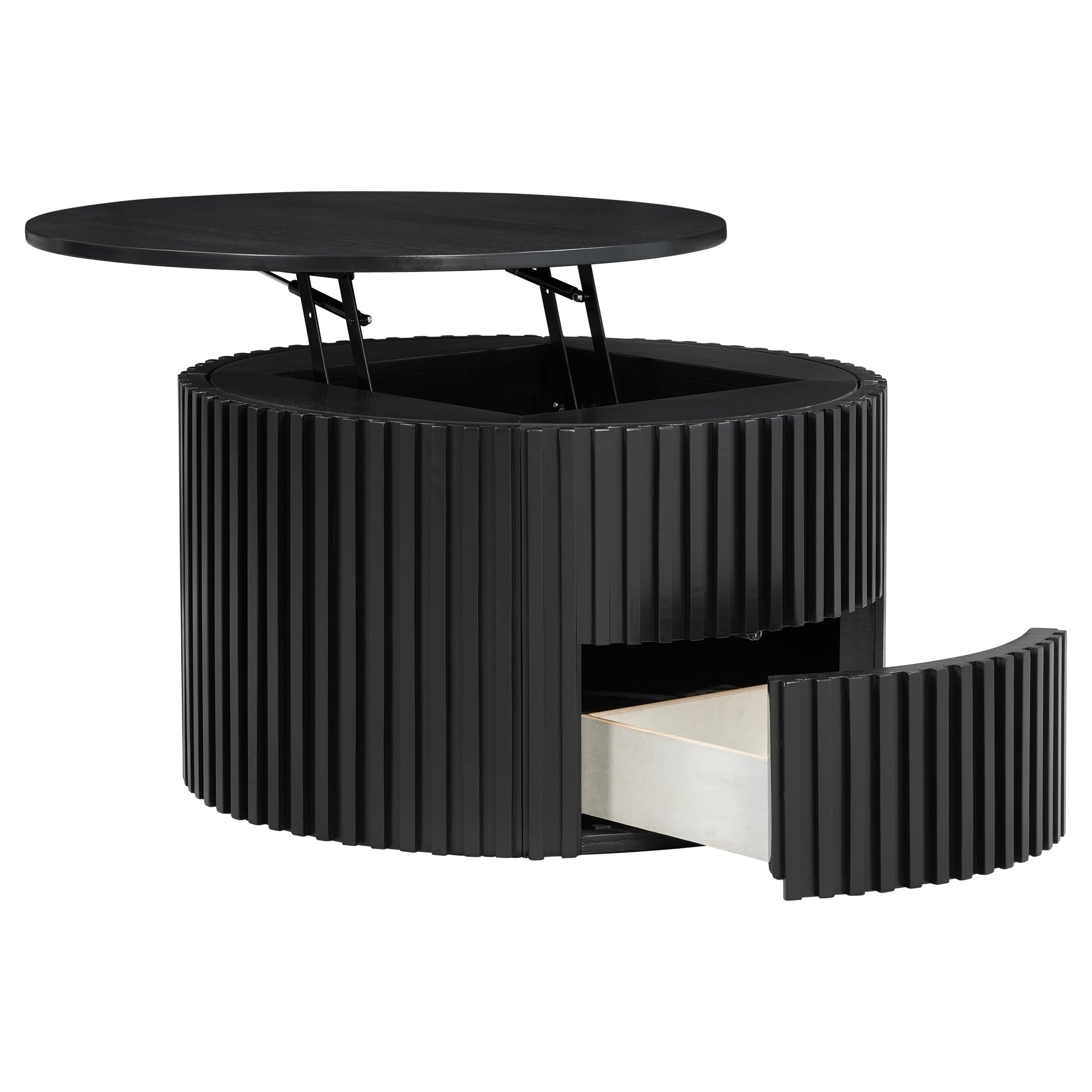 29.8" Round Lift Top Coffee Table with Storage & Fluted Base
