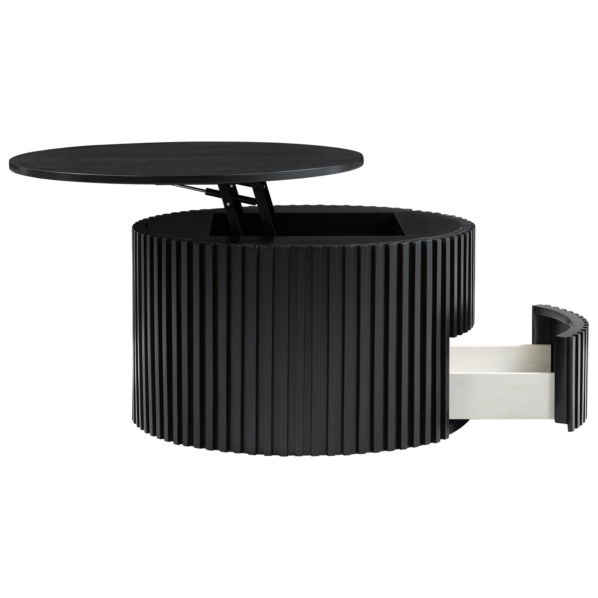 29.8" Round Lift Top Coffee Table with Storage & Fluted Base