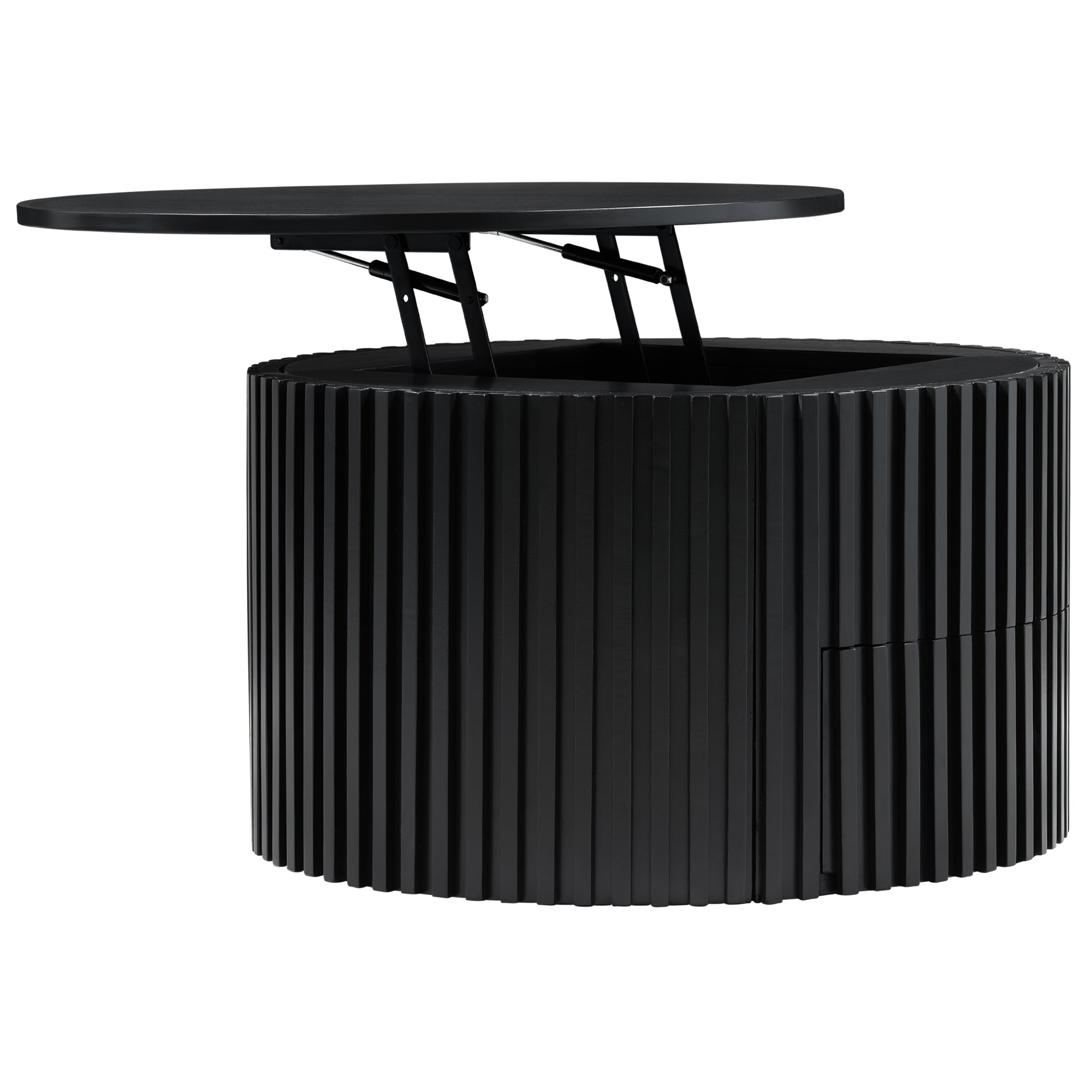 29.8" Round Lift Top Coffee Table with Storage & Fluted Base