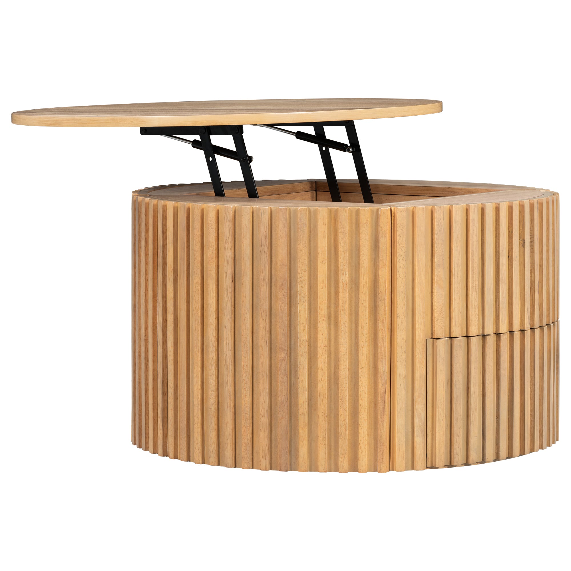 29.8" Round Lift Top Coffee Table with Storage & Fluted Base