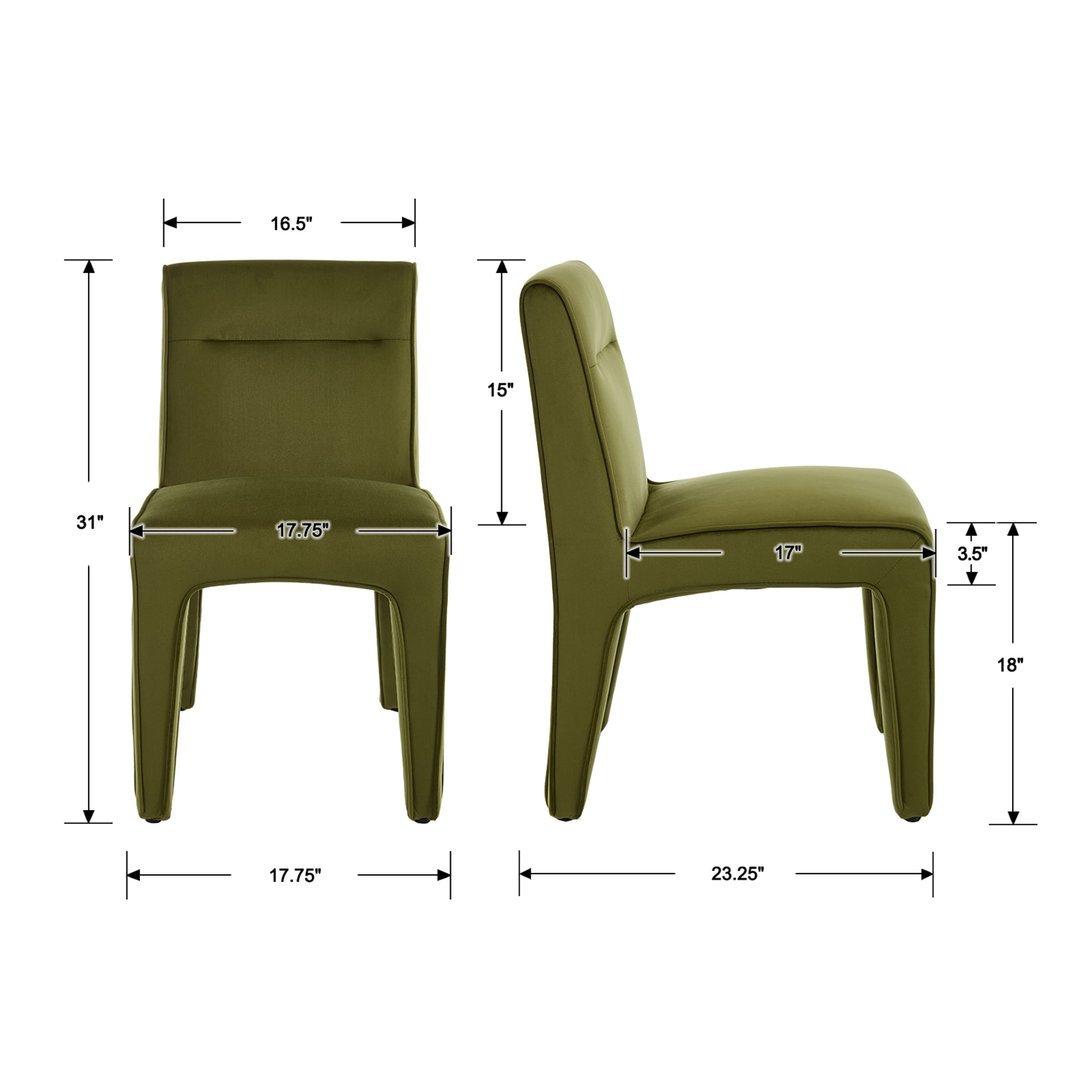 ROCITY Modern Minimalist Armless Dining Chairs Set of 2 - 6614DC