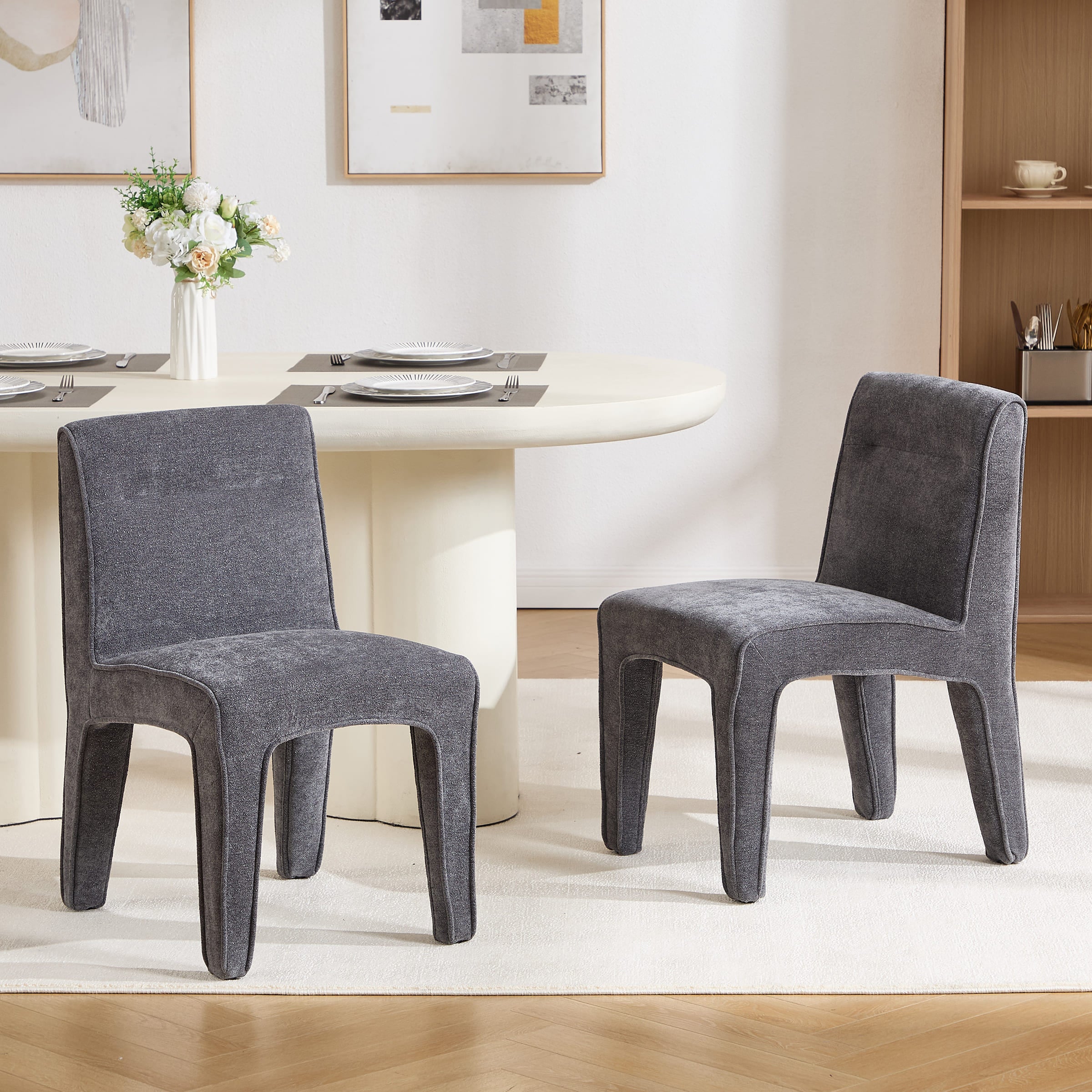 ROCITY Modern Minimalist Armless Dining Chairs Set of 2 - 6614DC