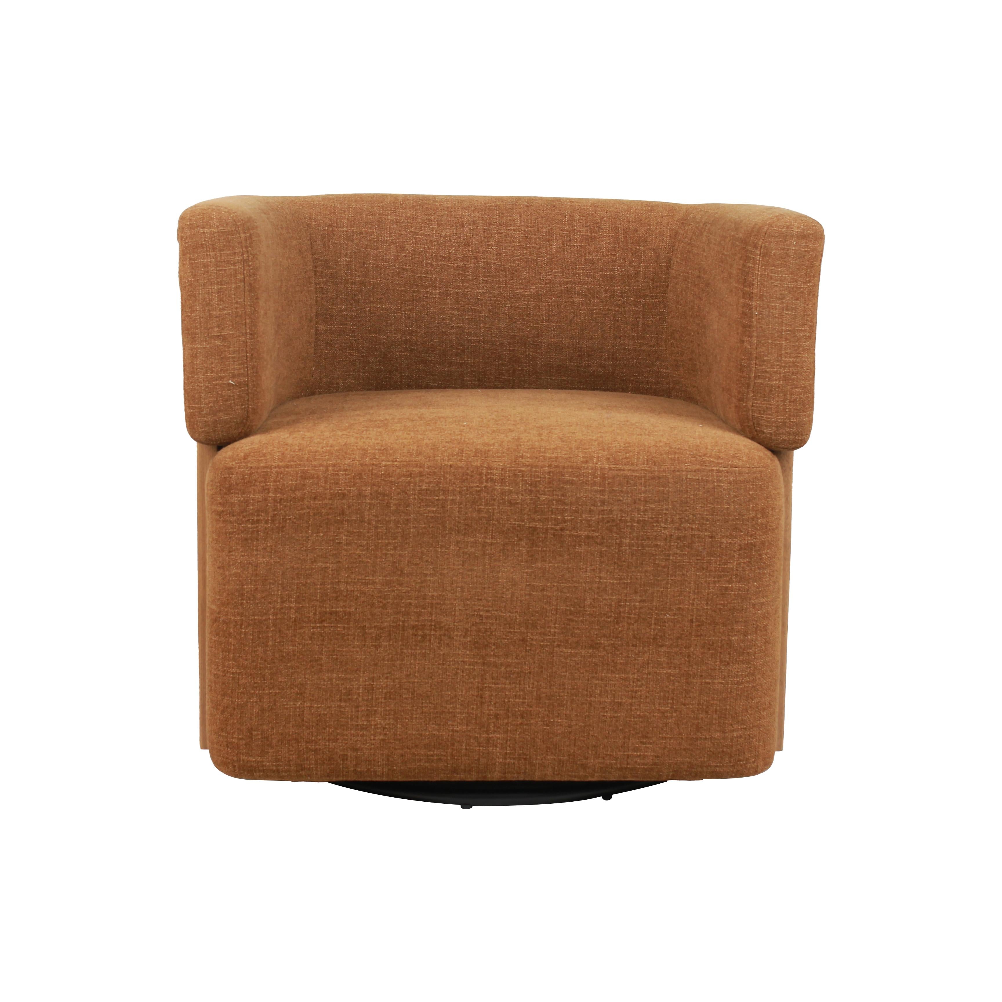 Modern Swivel Linen Accent Chair with Ash Wood Supports