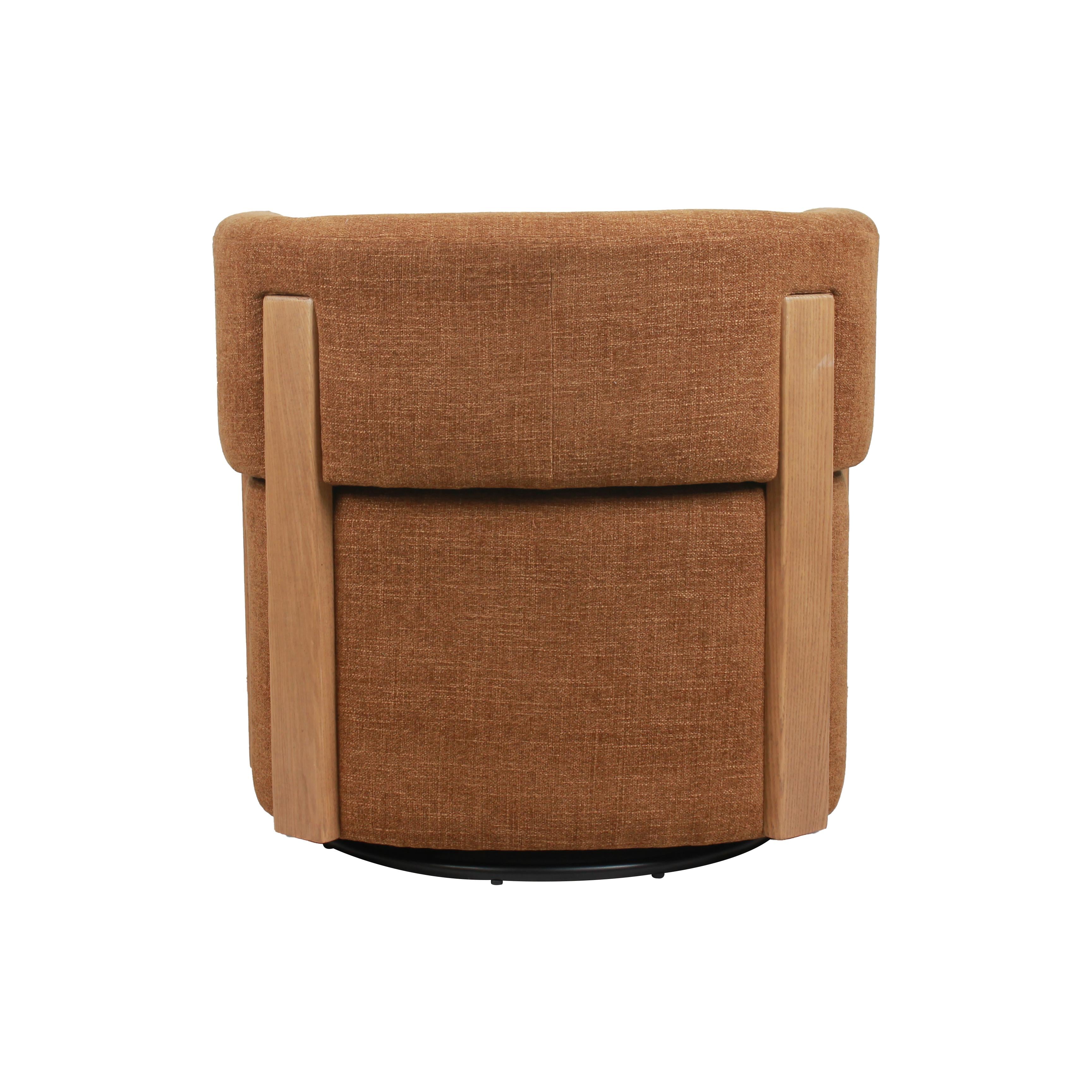 Modern Swivel Linen Accent Chair with Ash Wood Supports
