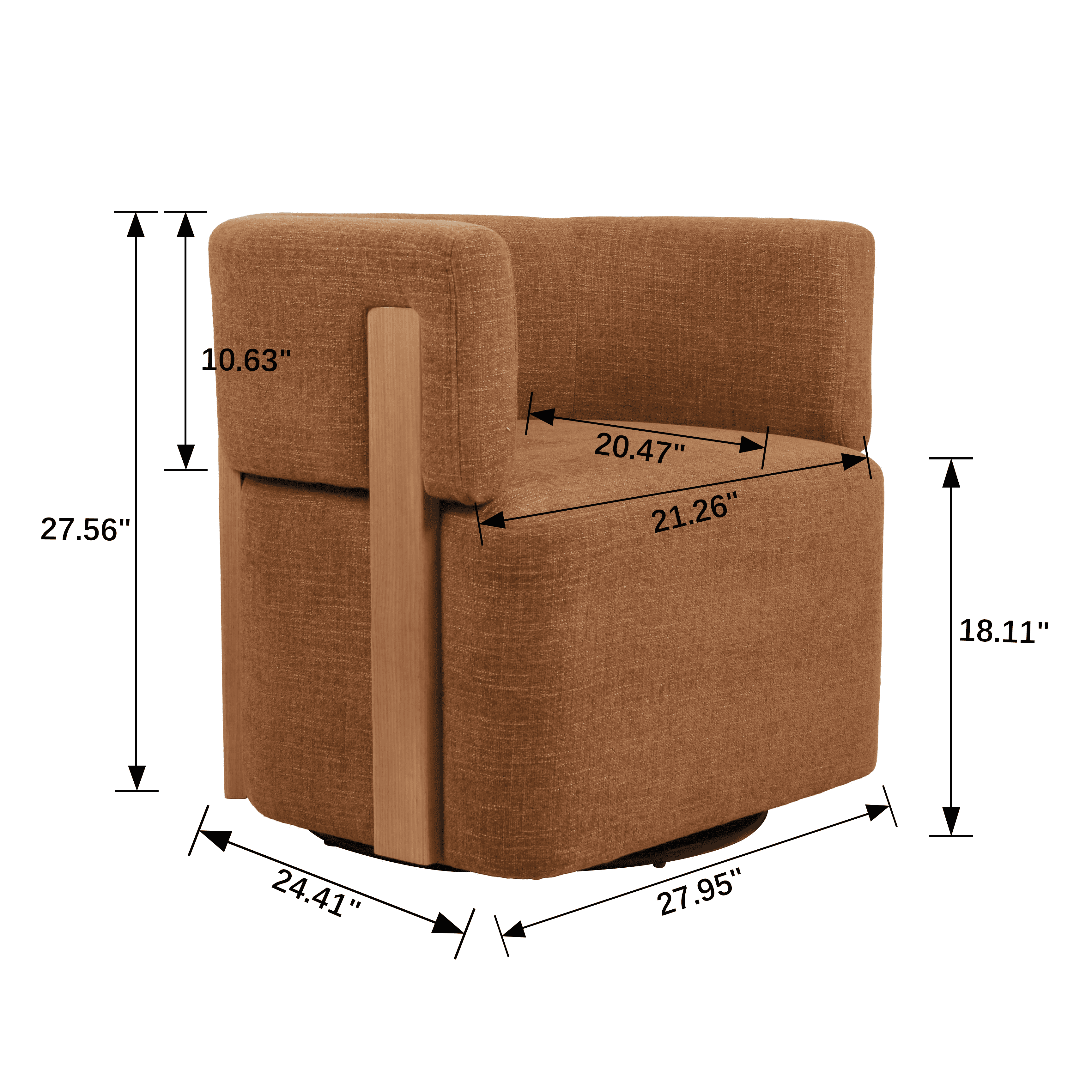 Modern Swivel Linen Accent Chair with Ash Wood Supports