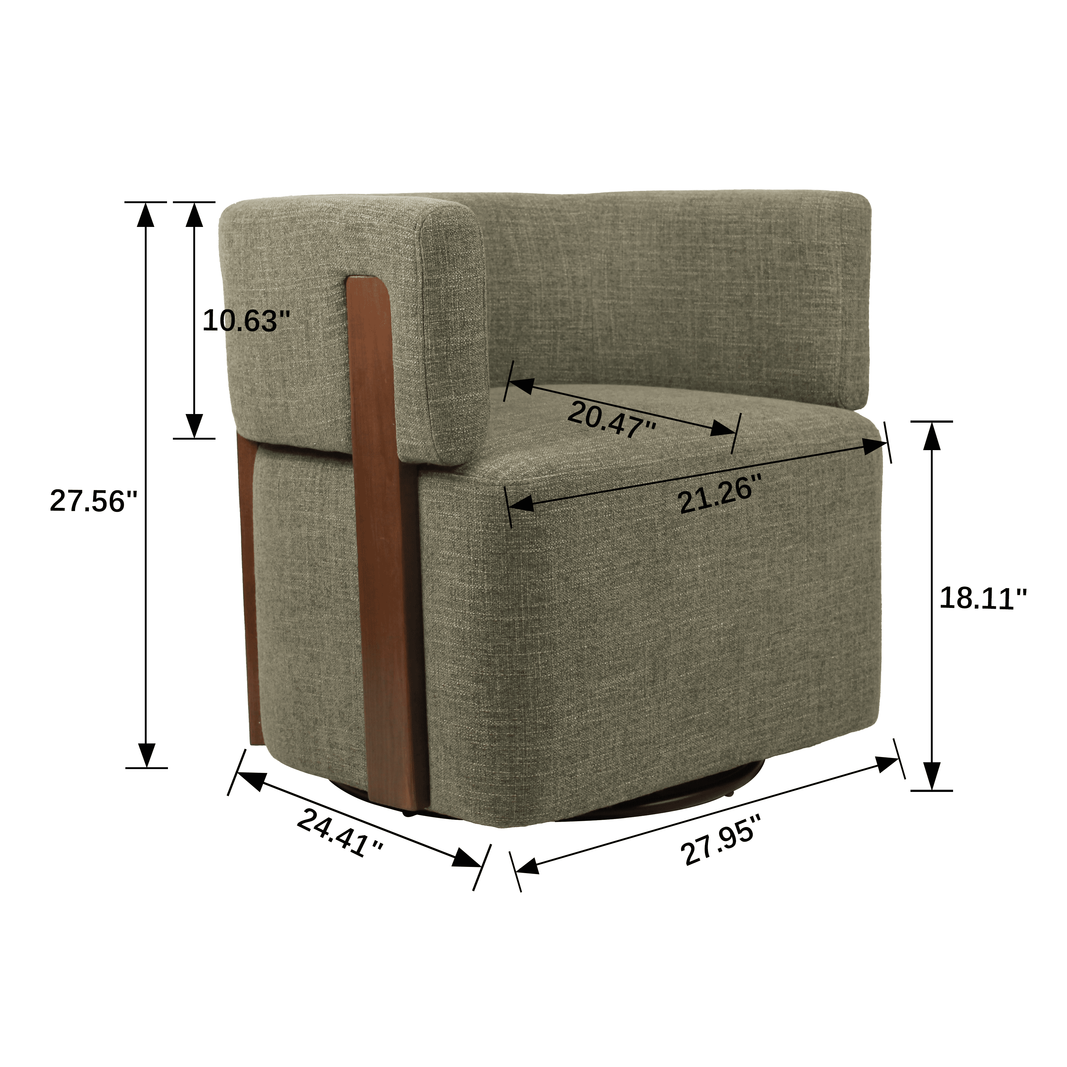 Modern Swivel Linen Accent Chair with Ash Wood Supports
