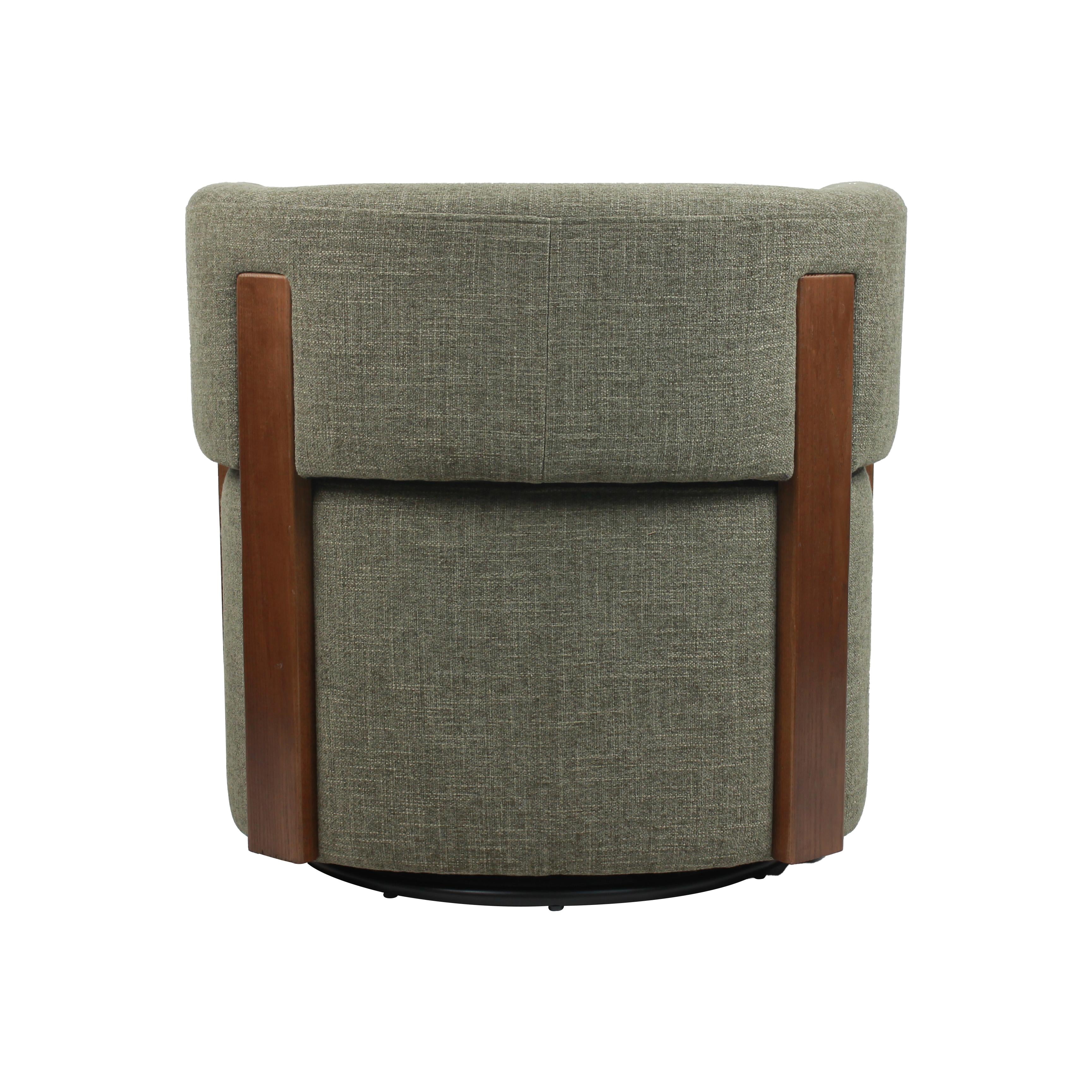 Modern Swivel Linen Accent Chair with Ash Wood Supports