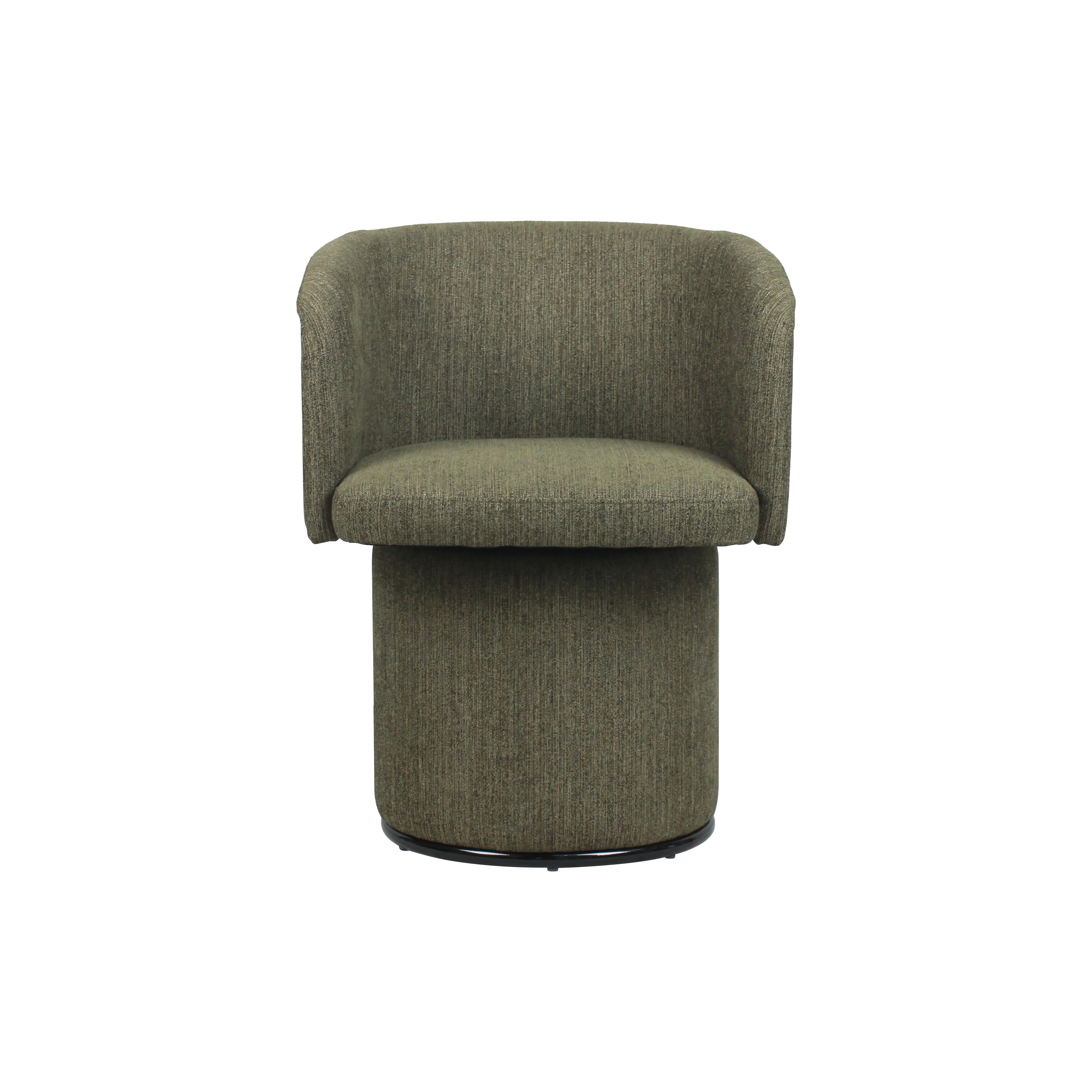 Modern Swivel Linen Dining Chair with Curved Bentwood Backrest