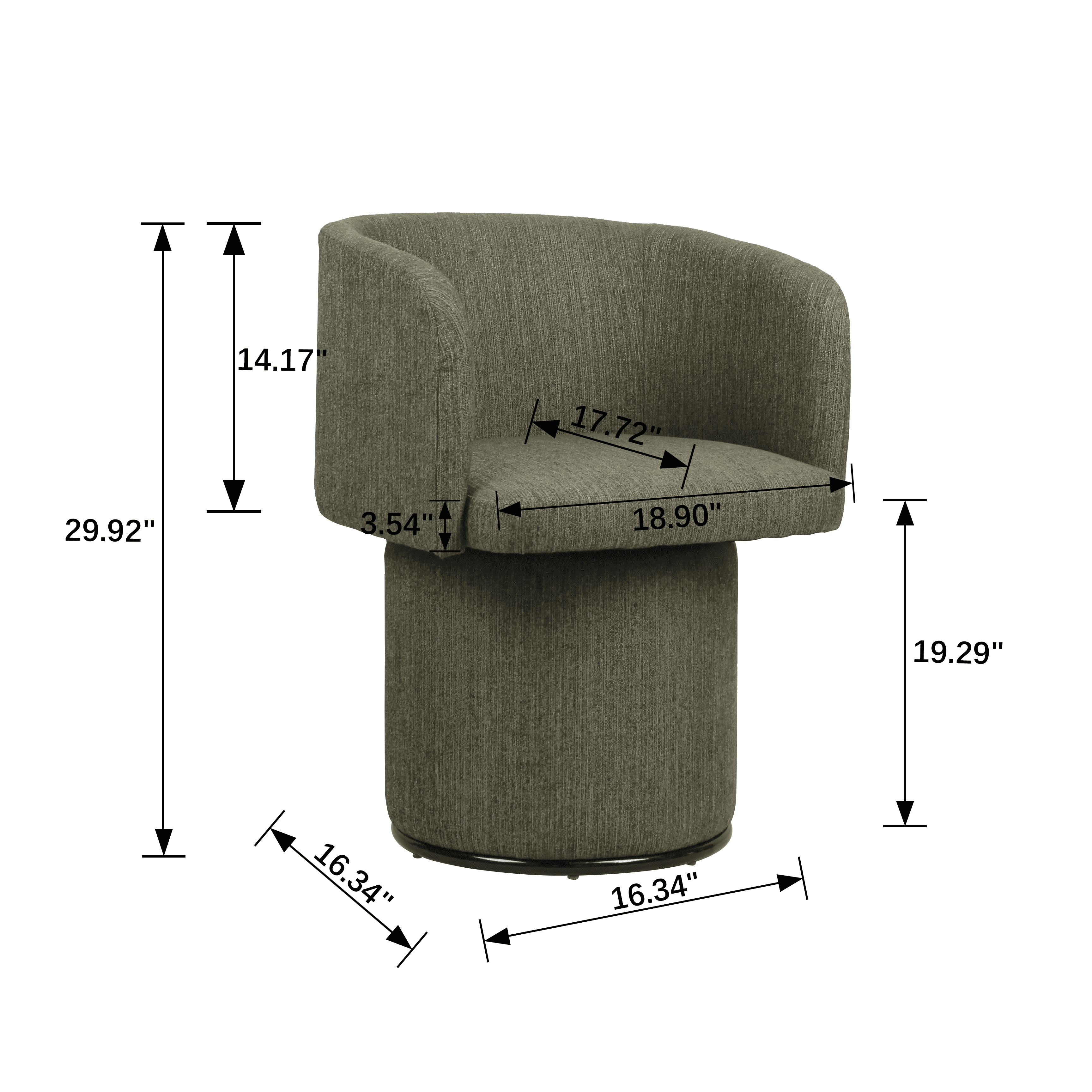 Modern Swivel Linen Dining Chair with Curved Bentwood Backrest
