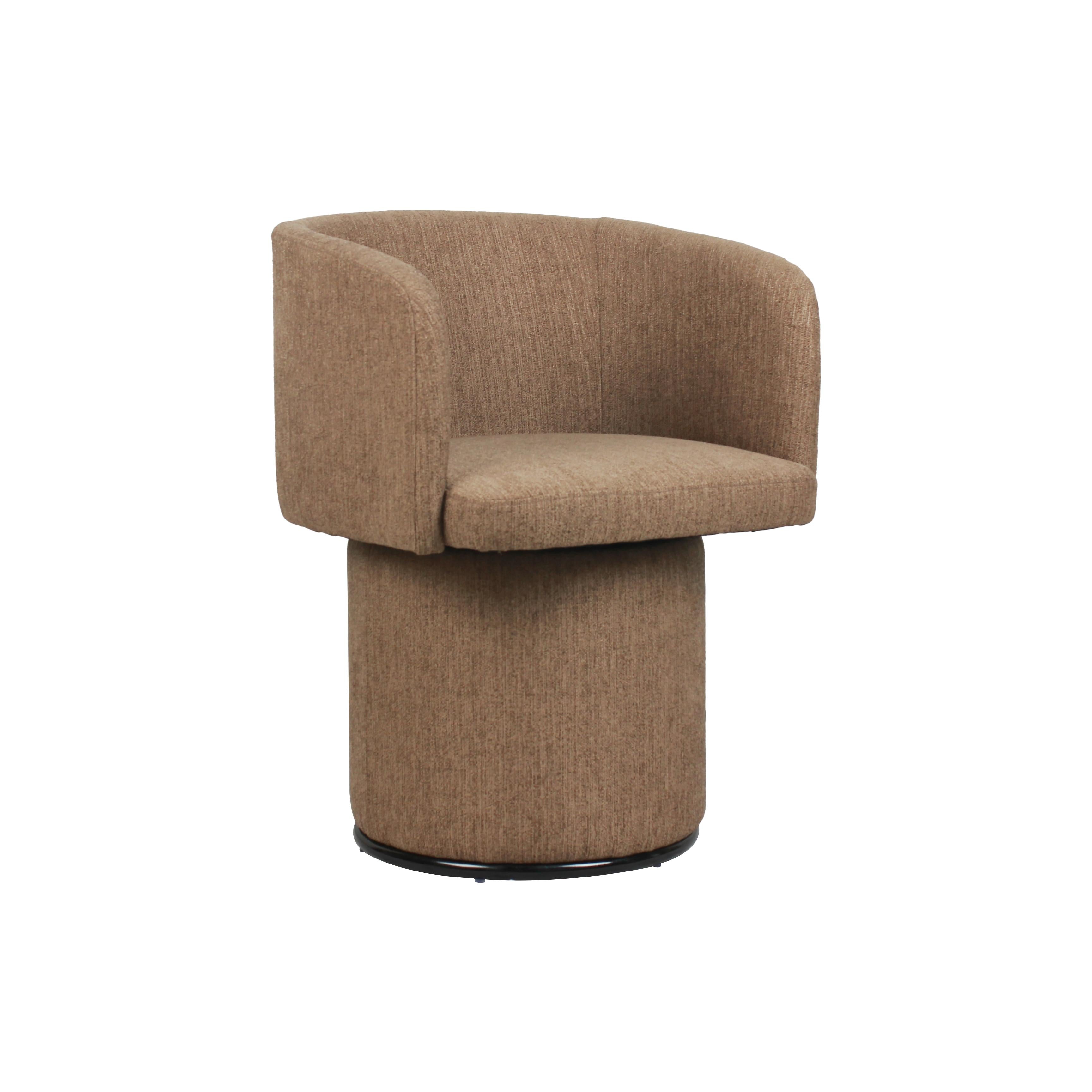 Modern Swivel Linen Dining Chair with Curved Bentwood Backrest