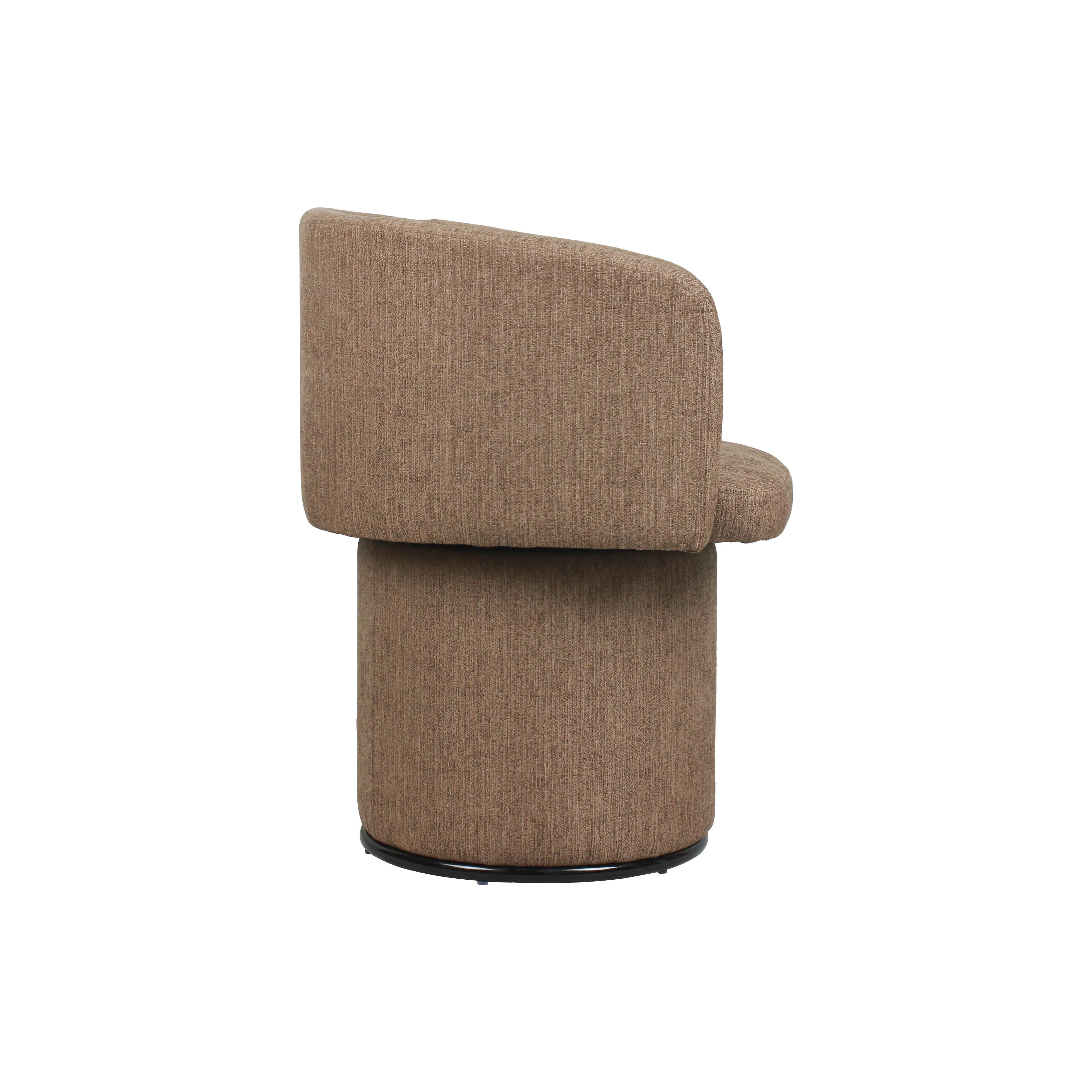 Modern Swivel Linen Dining Chair with Curved Bentwood Backrest