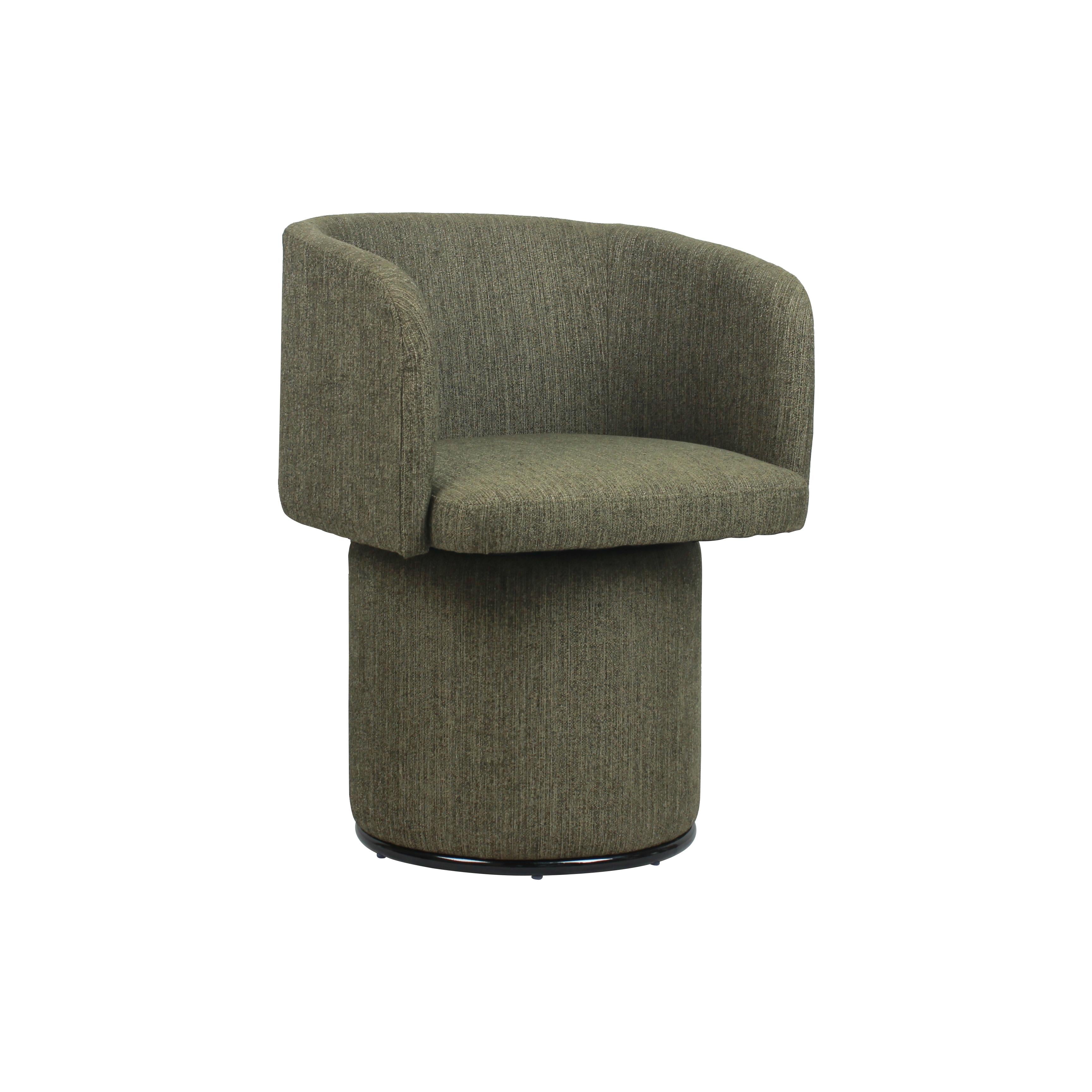 Modern Swivel Linen Dining Chair with Curved Bentwood Backrest