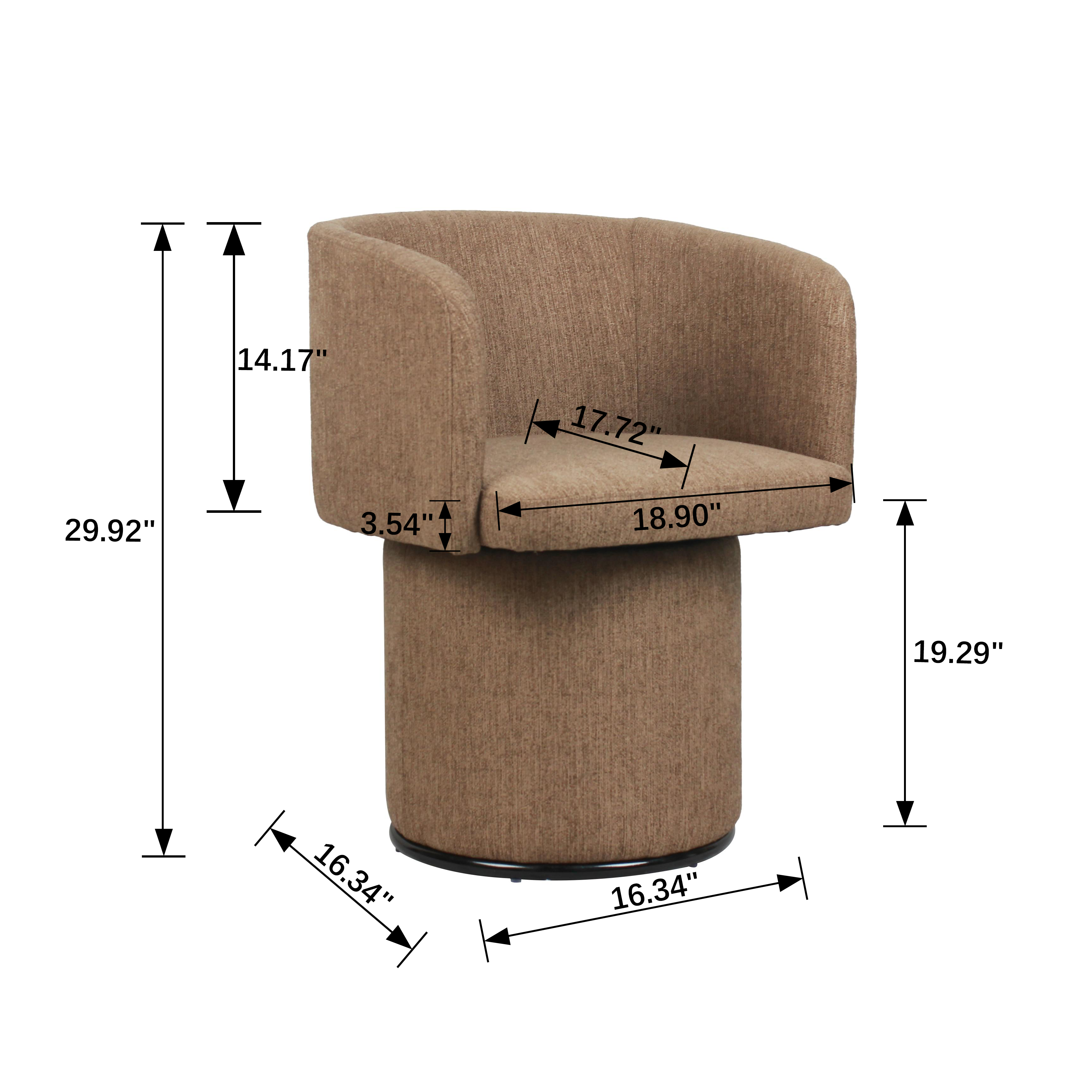Modern Swivel Linen Dining Chair with Curved Bentwood Backrest