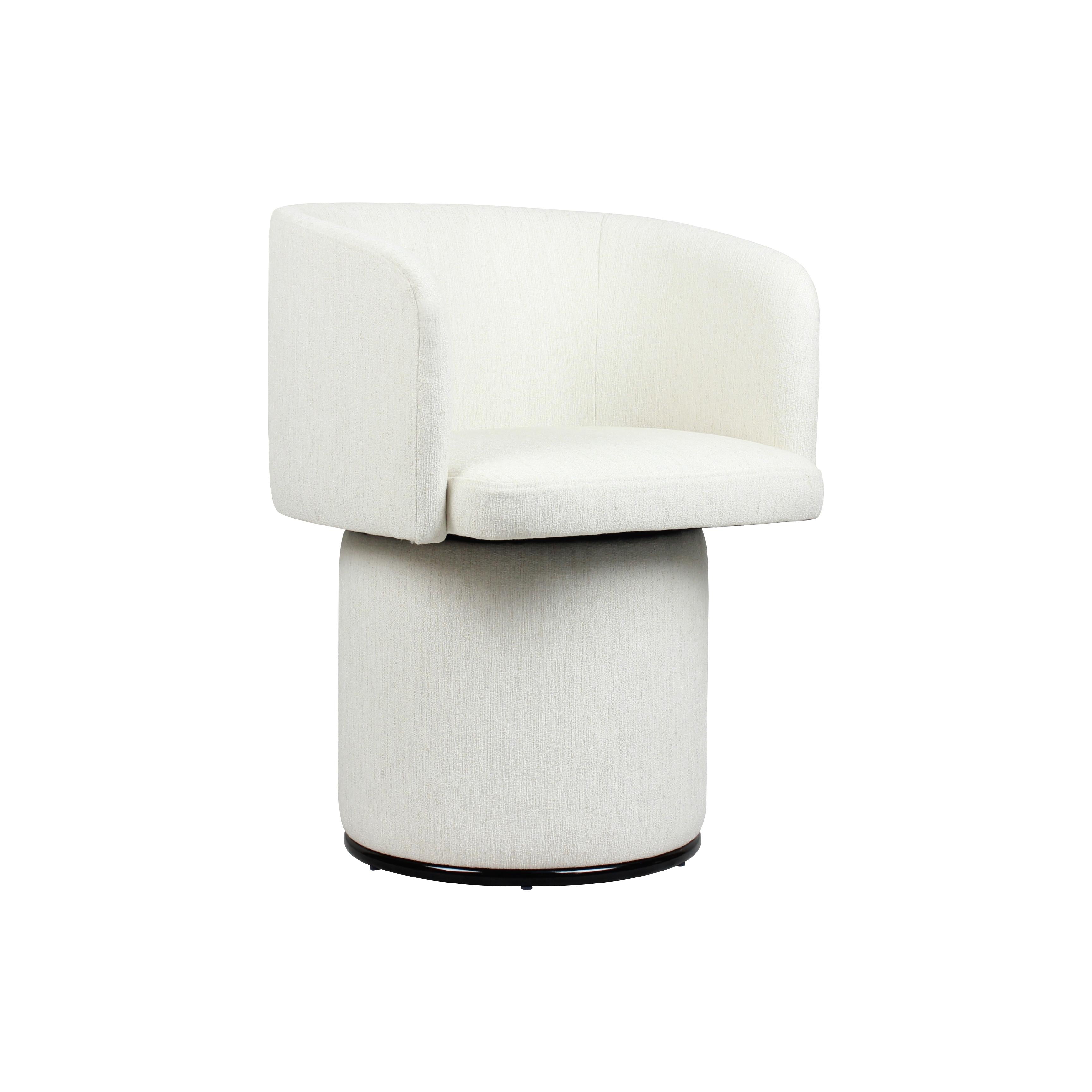 Modern Swivel Linen Dining Chair with Curved Bentwood Backrest