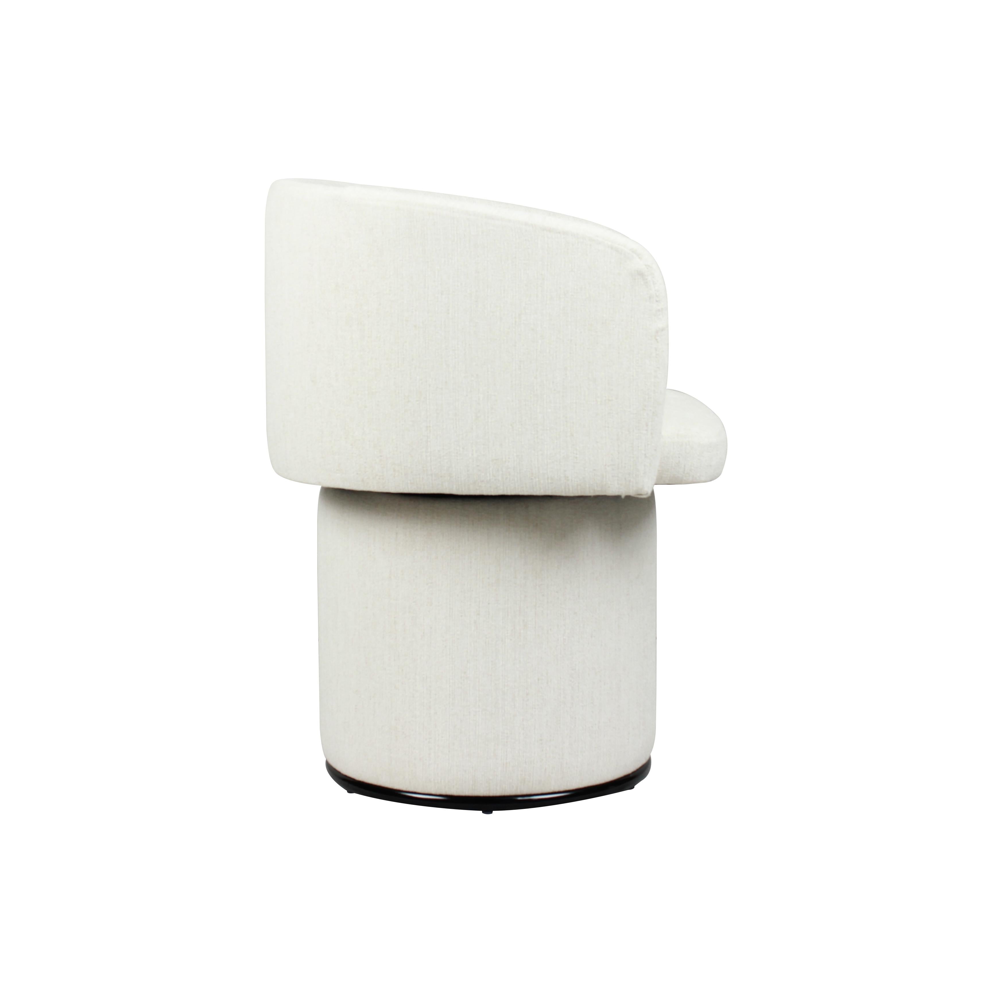 Modern Swivel Linen Dining Chair with Curved Bentwood Backrest
