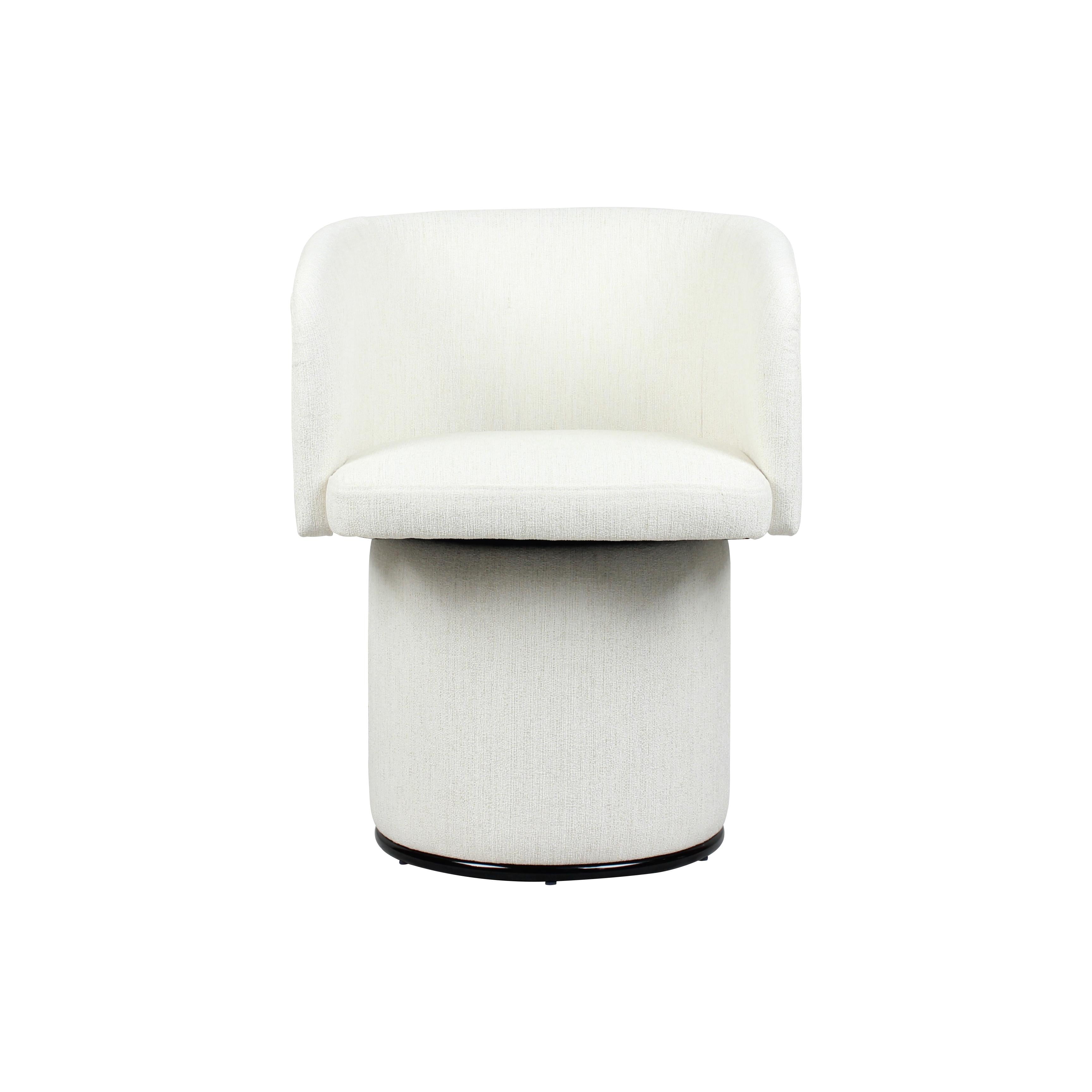 Modern Swivel Linen Dining Chair with Curved Bentwood Backrest