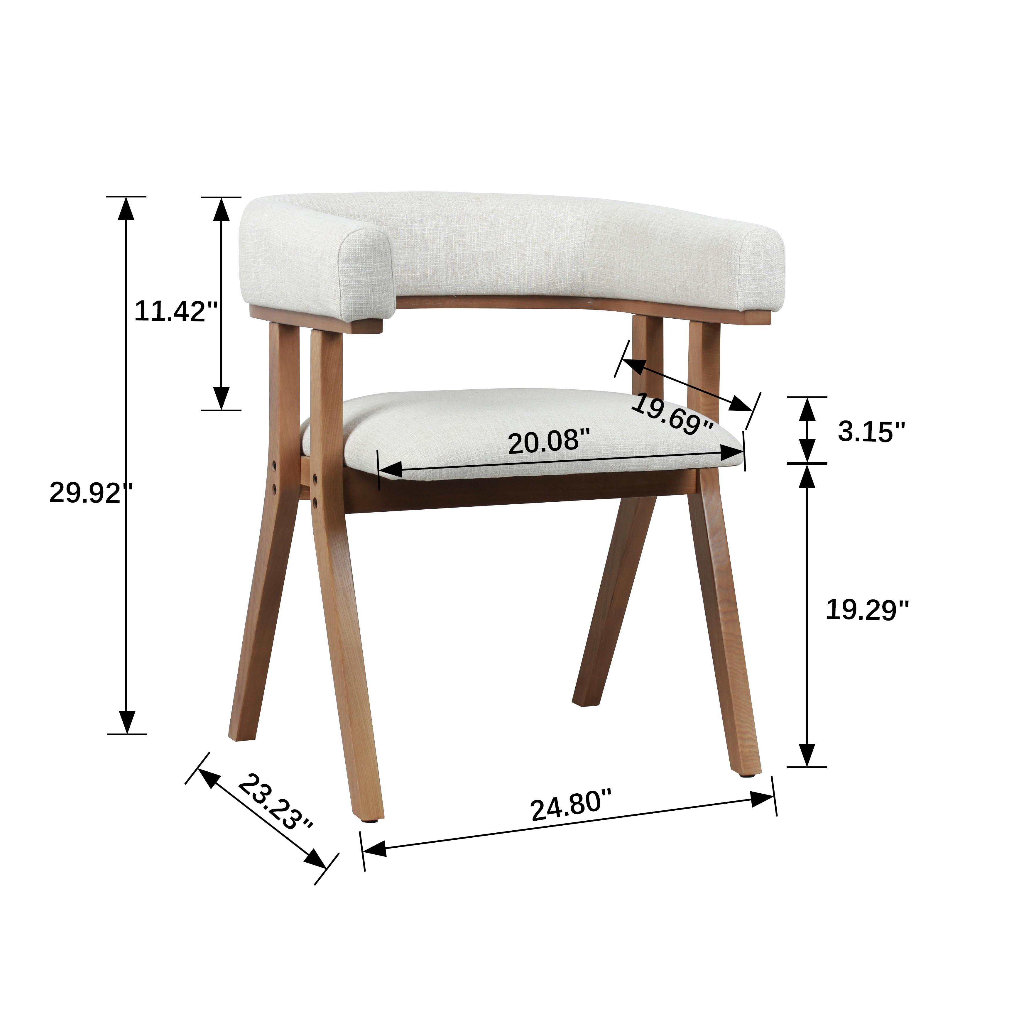 Modern Upholstered Dining Chairs Set of 2 with Solid Ash Wood Legs