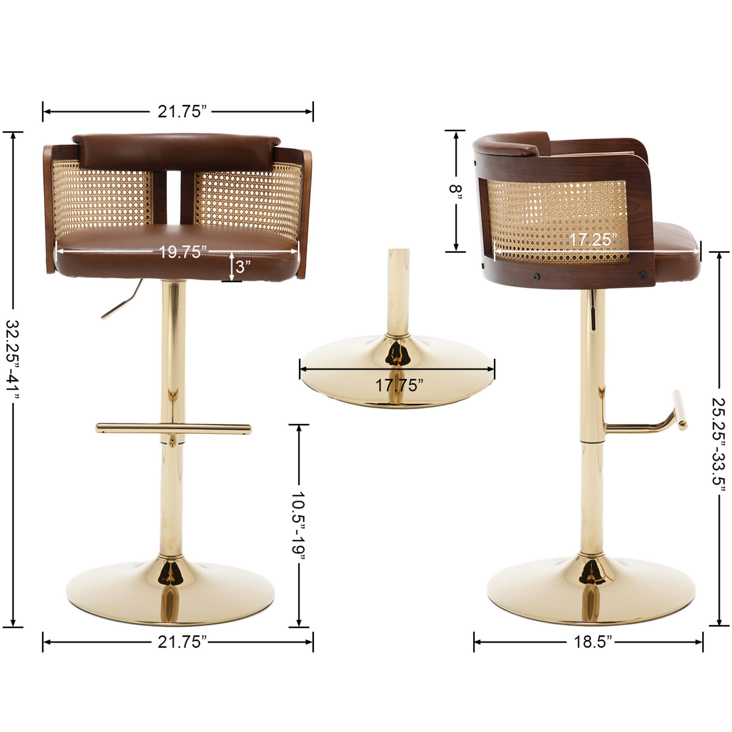 ZH4YOU Modern Upholstered Swivel Bar Stools Set of 2 - 6088AB