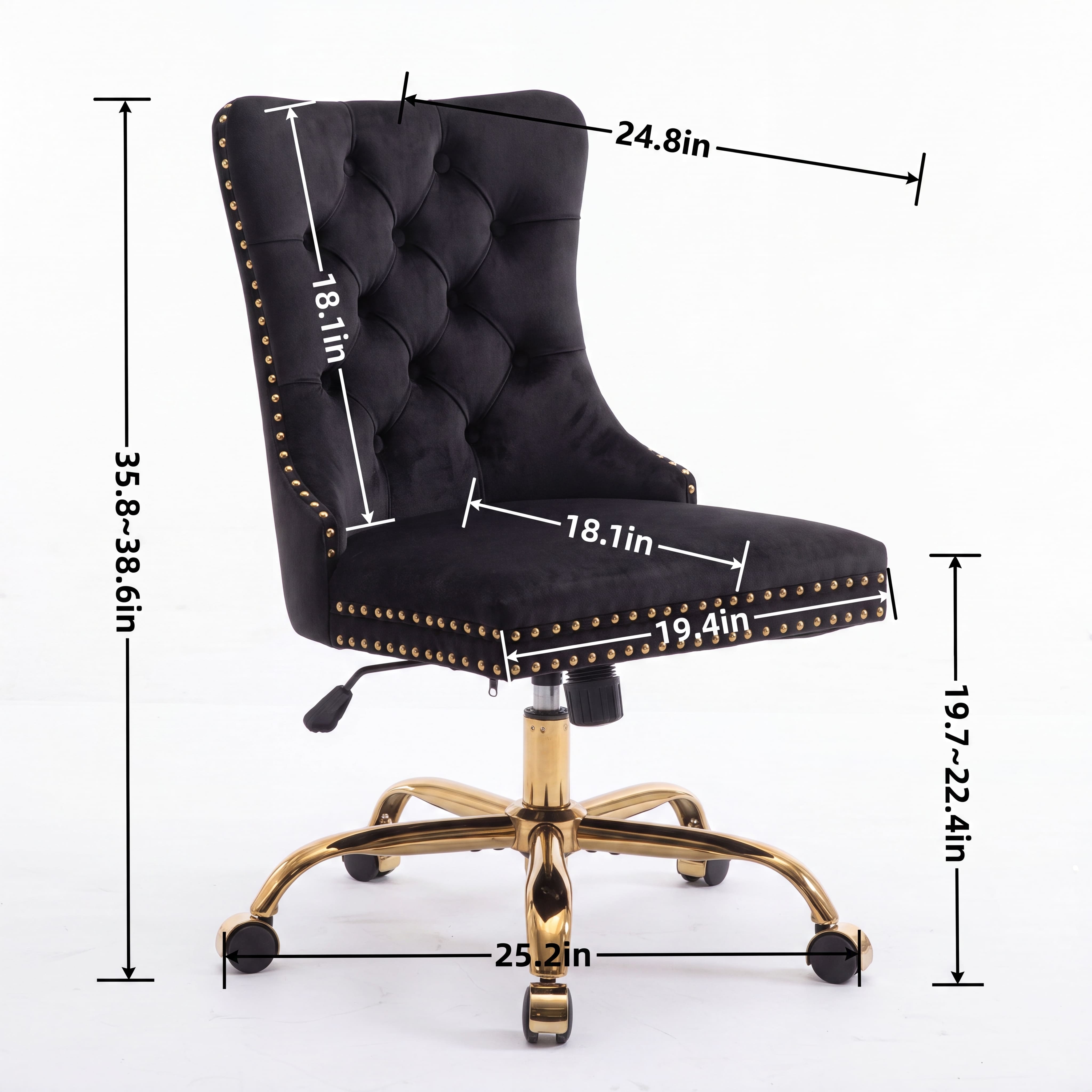 Mid-Century Velvet Office Chair with Gold Nailhead Trim