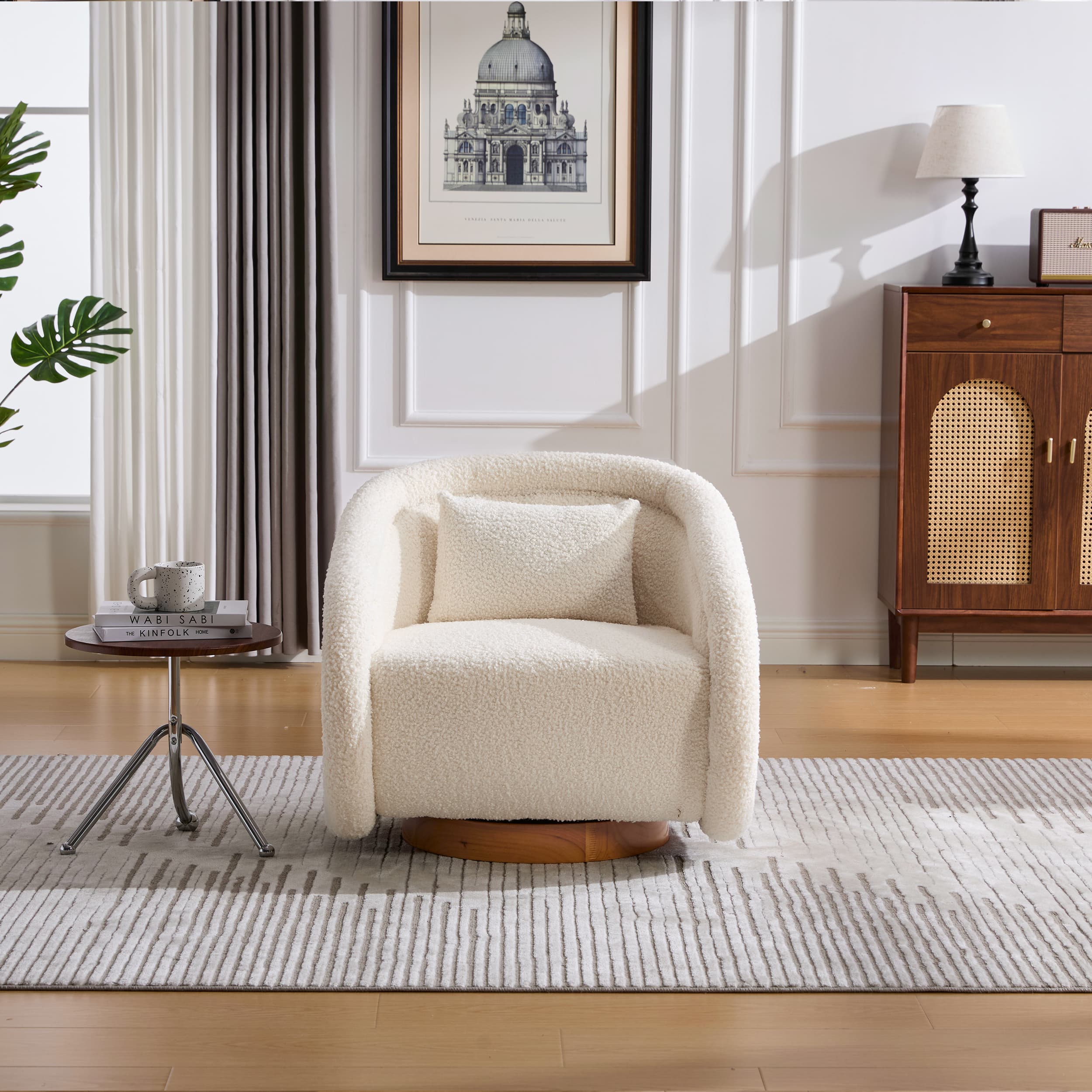 360-Degree Swivel Barrel Comfy Accent Chair
