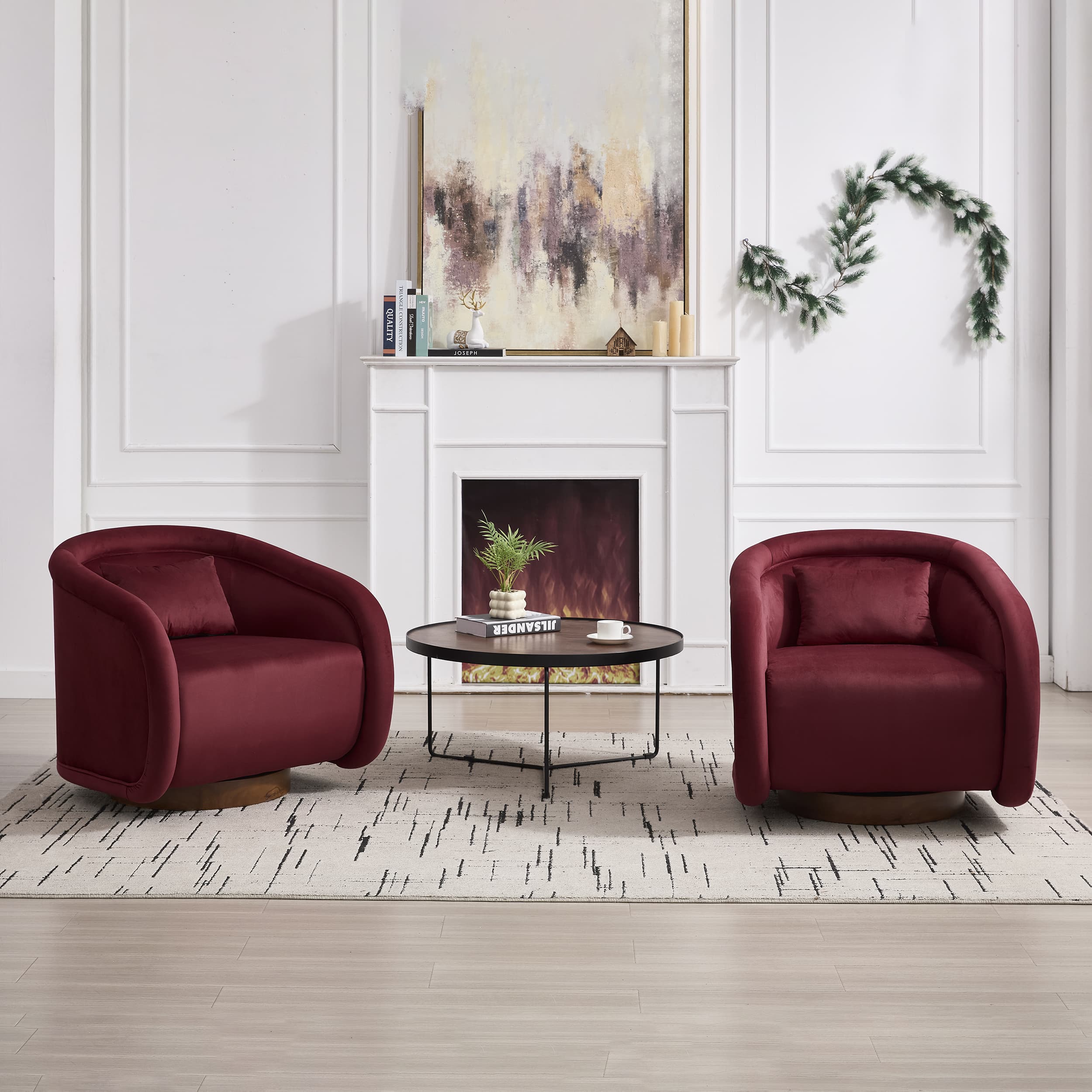 Velvet Pumpkin 360° Swivel Barrel Accent Chair