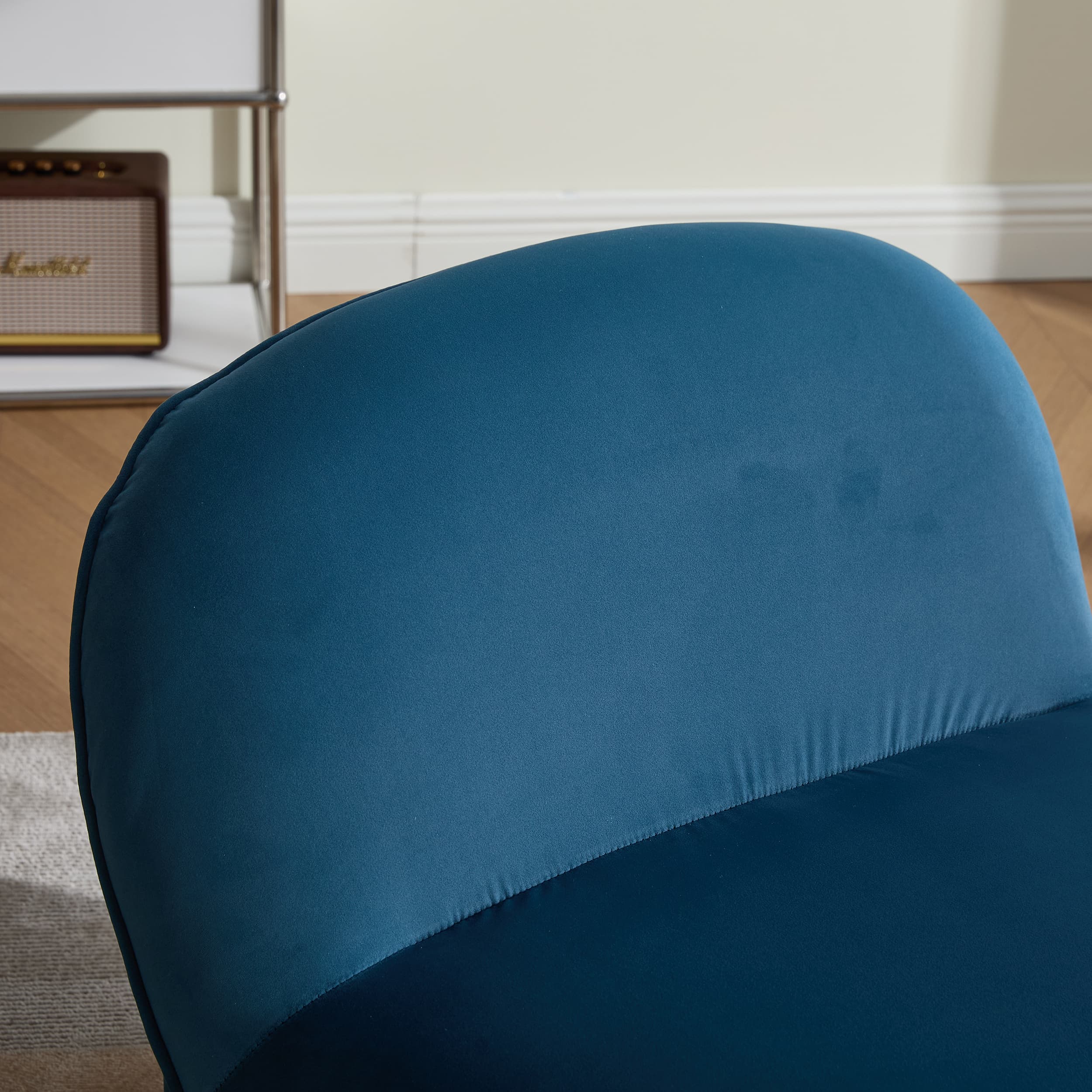 360° Swivel Velvet Pumpkin Barrel Chair with Metal Base