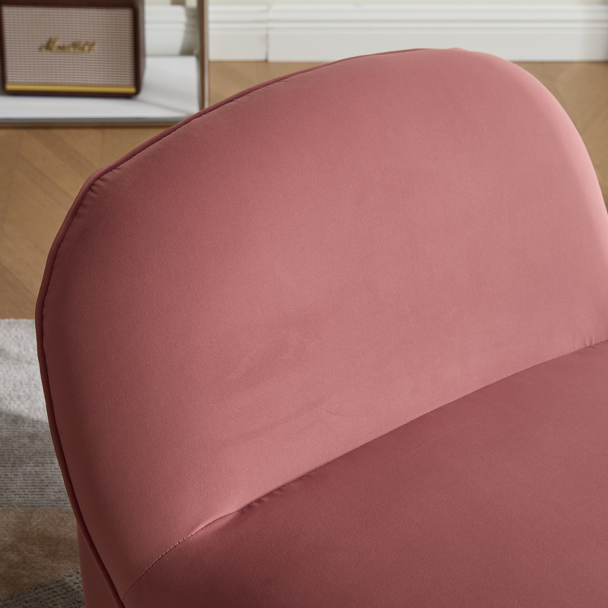 360° Swivel Velvet Pumpkin Barrel Chair with Metal Base