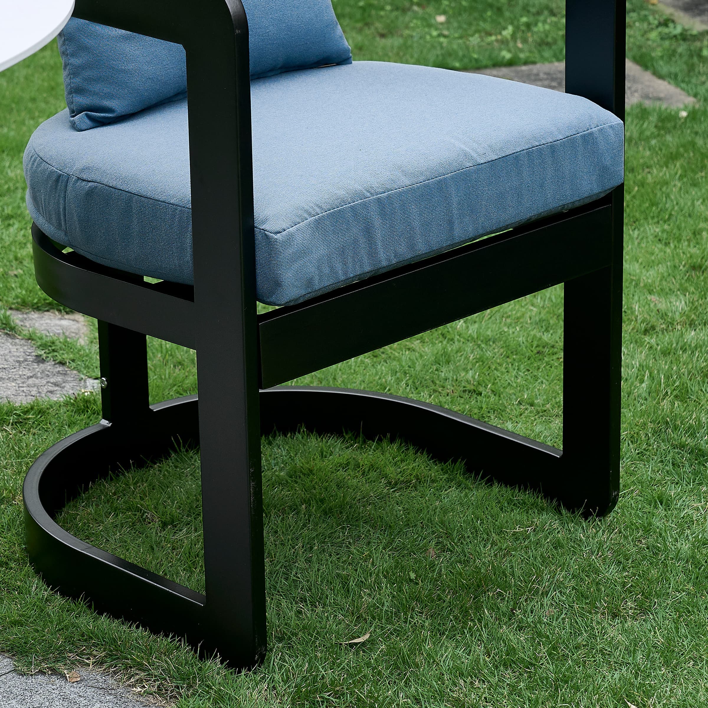 Chair with cushion from side