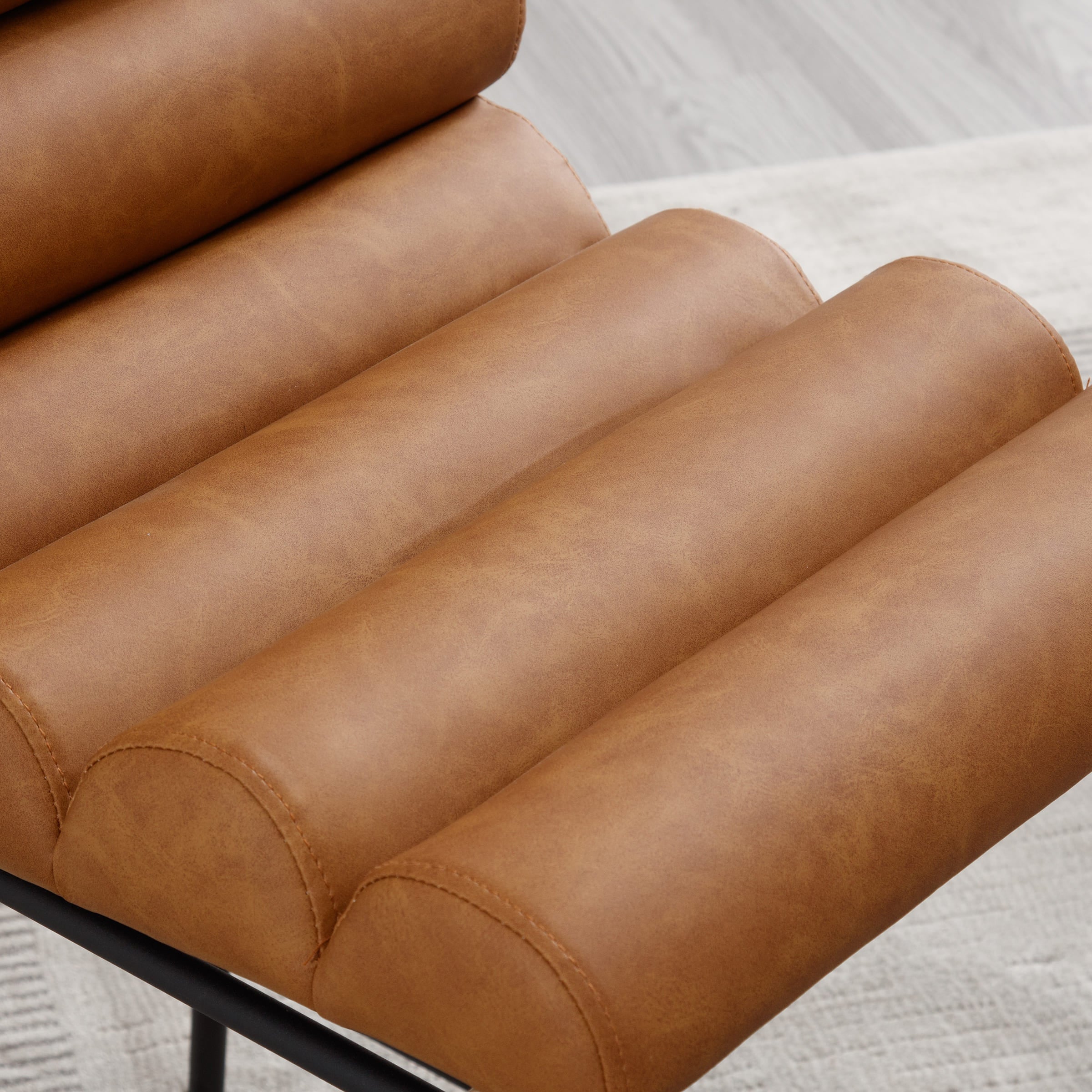 Close-up of tan leather upholstery