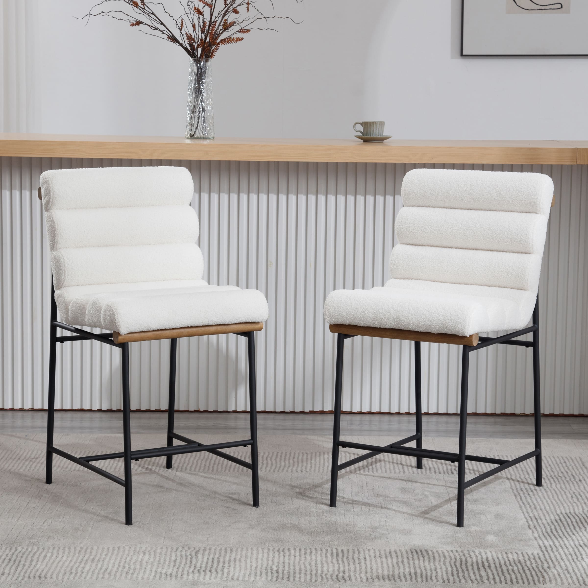 White towels on stools