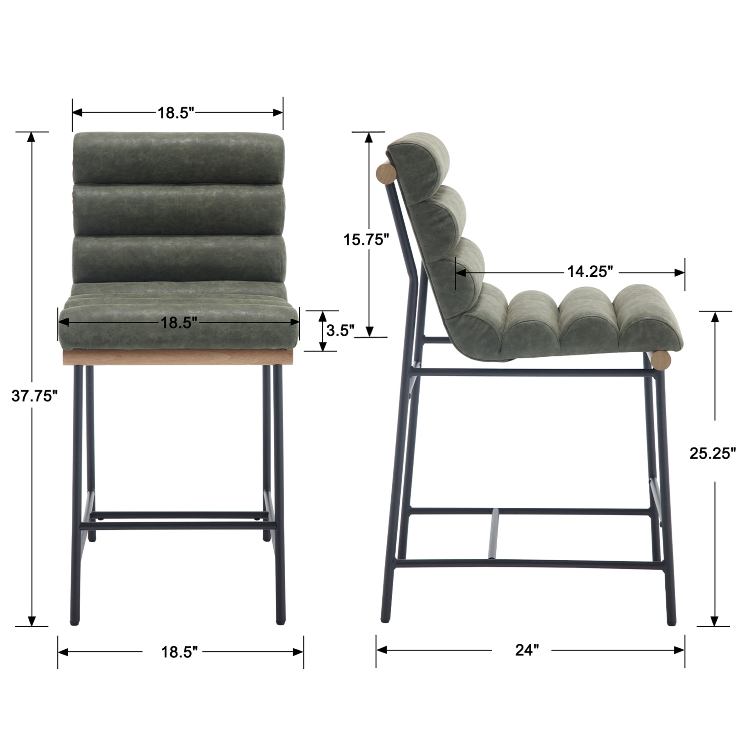 Dimension diagram of stools against wall with measurements