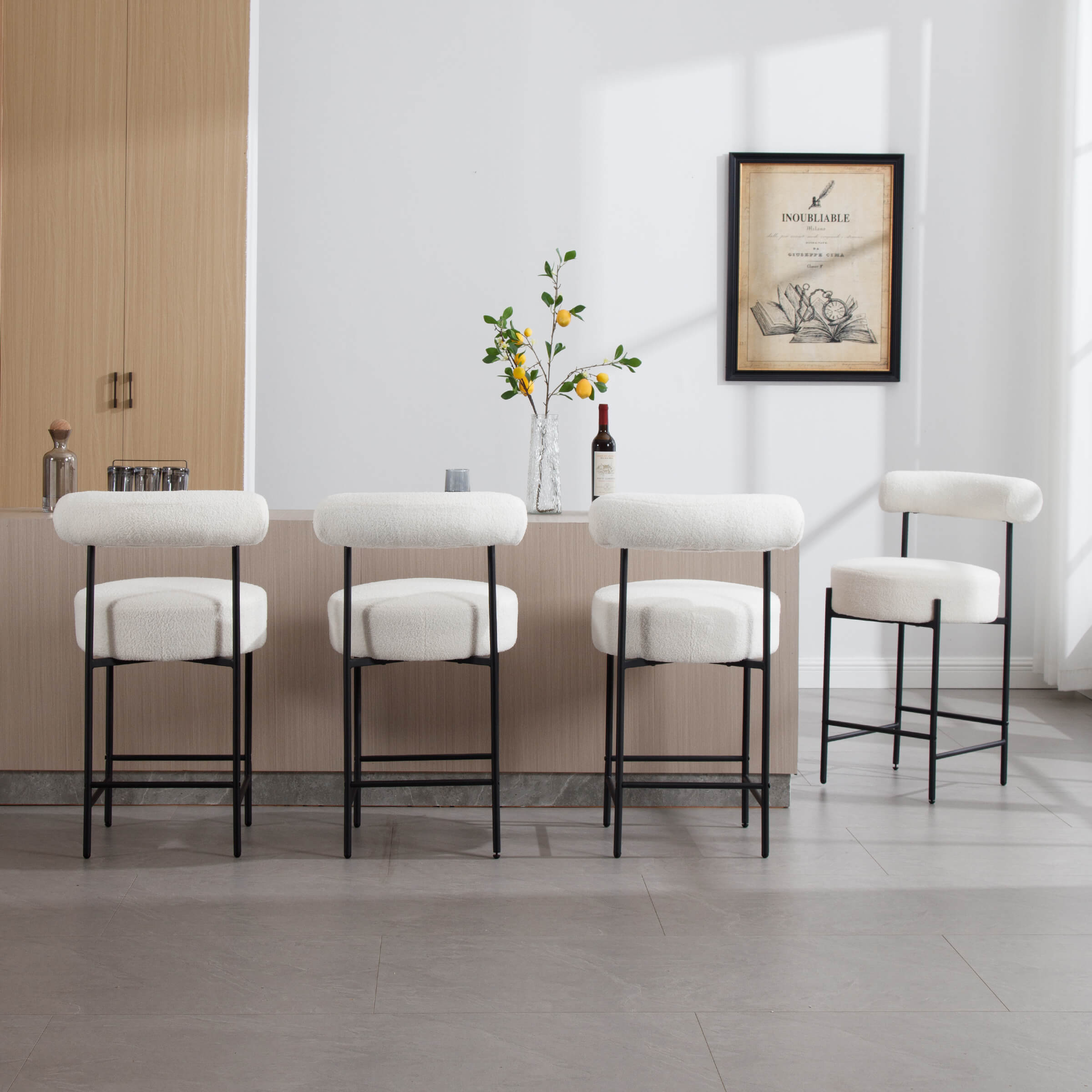 ROCITY 26"H Curved Open Back Counter Stools Set of 2 - 11002CS