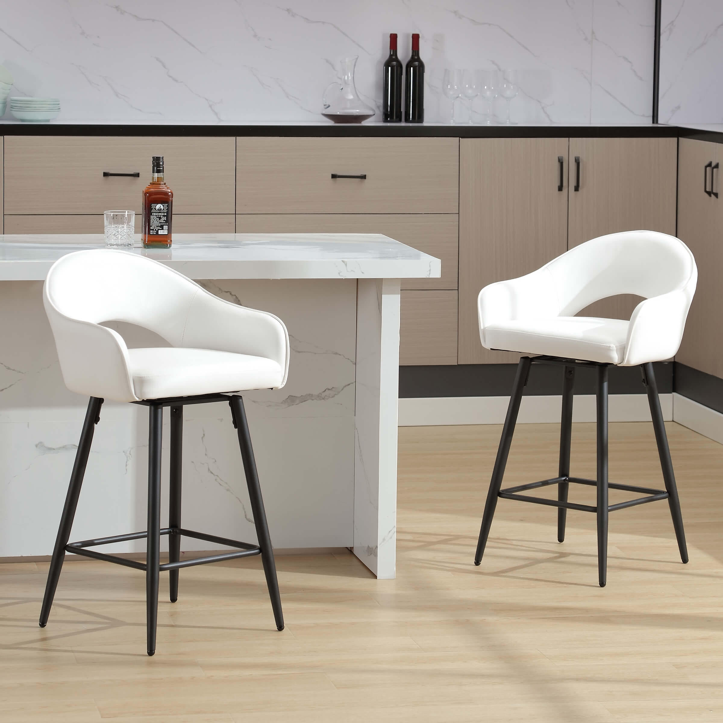ROCITY 26"H Swivel Upholstered Counter Stools Set of 2 - 2310CS