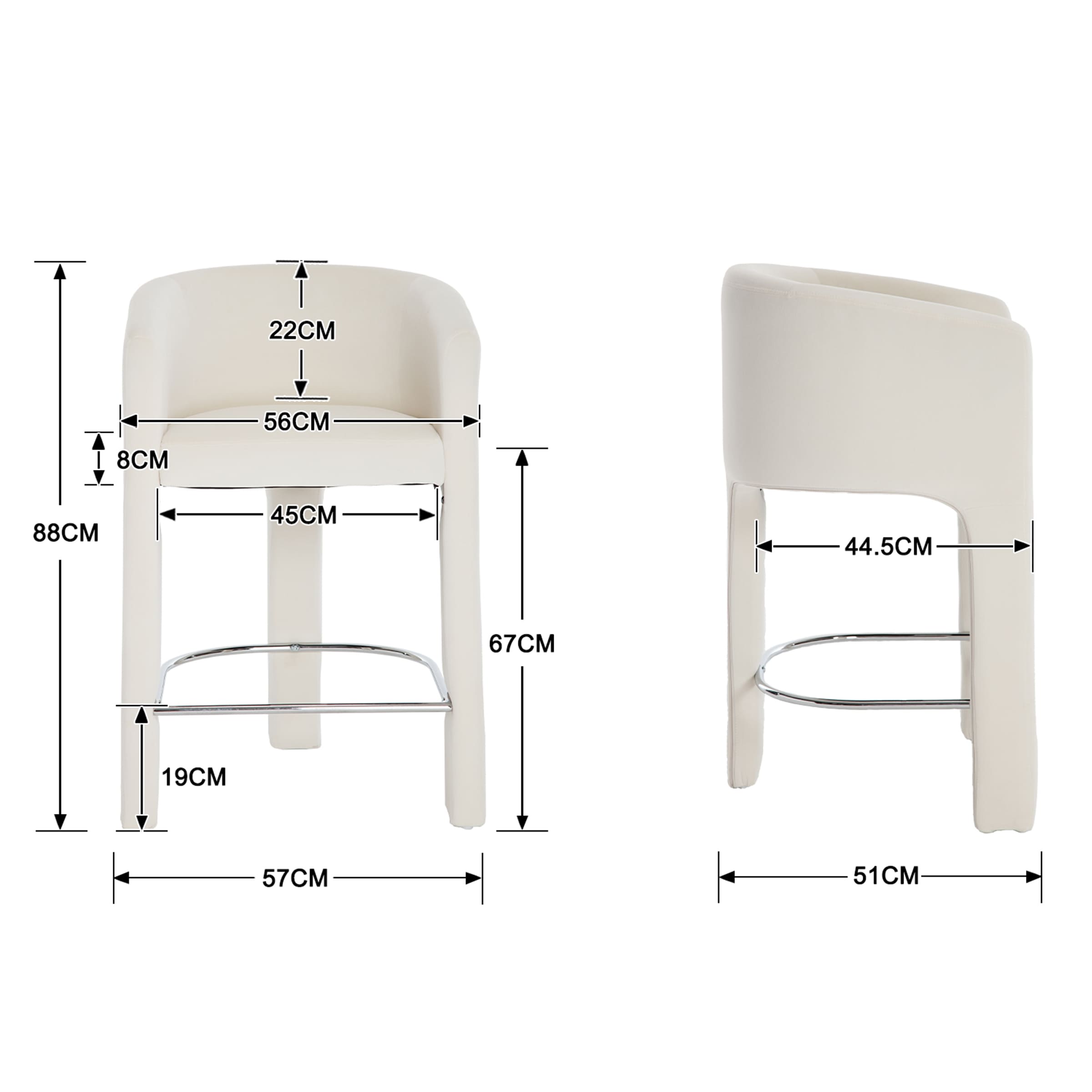 ROCITY 26'' Barrel Counter Stools 1 PCS - 55012CS