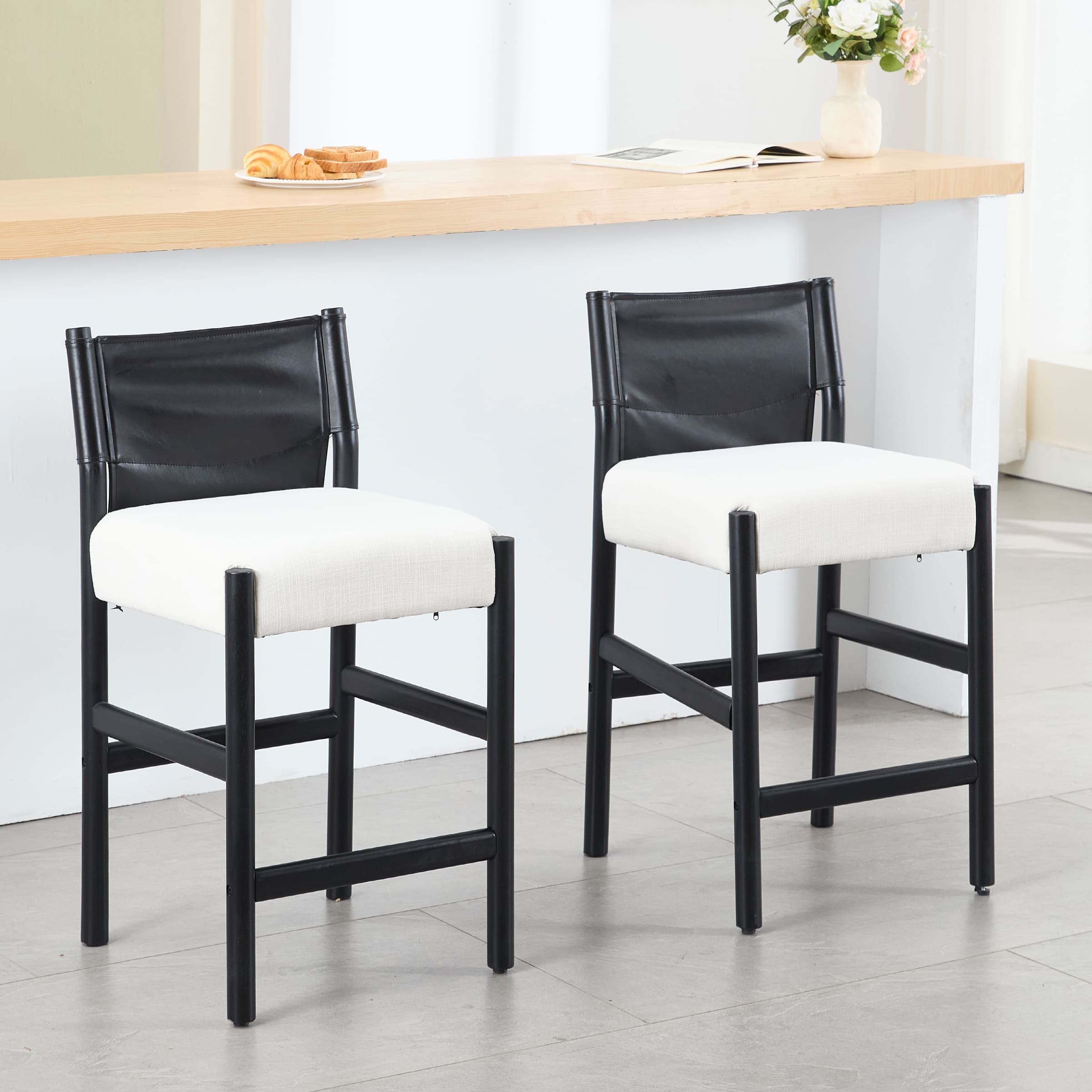 ROCITY 26"H Leather Back Counter Stools Set of 2- 5821CS