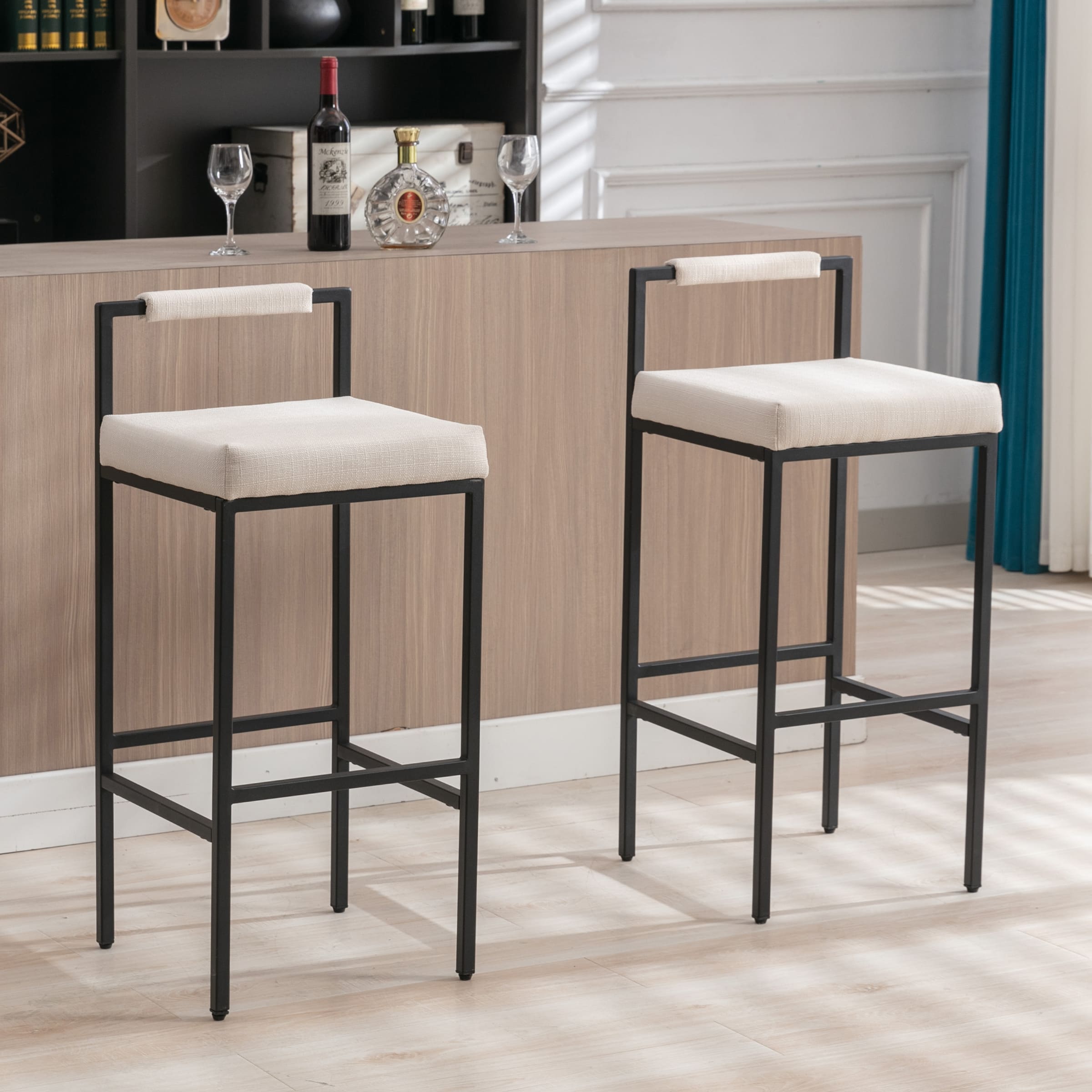 ROCITY 30"H Modern Low Back Bar Stools Set of 2 - 8674BS