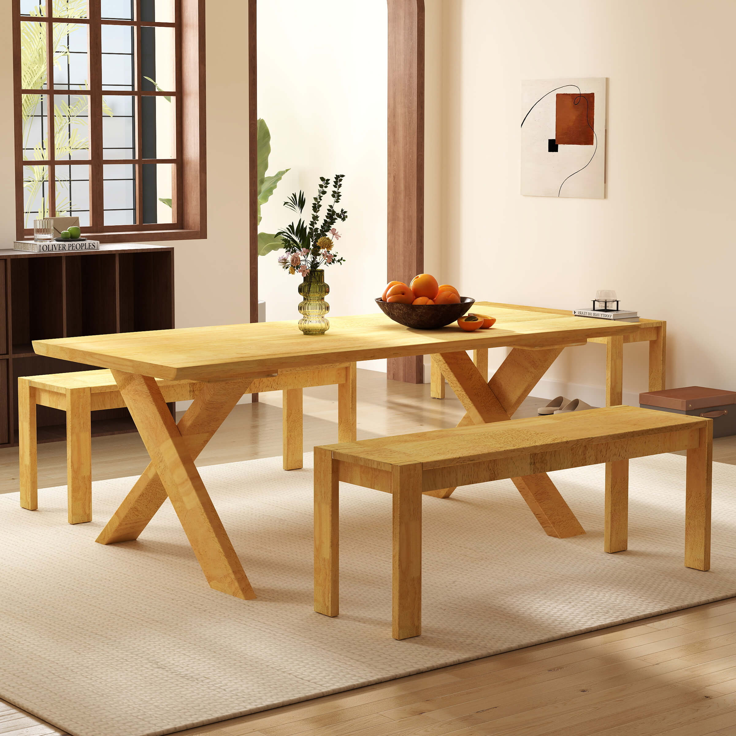Dining table set with chair elevated view
