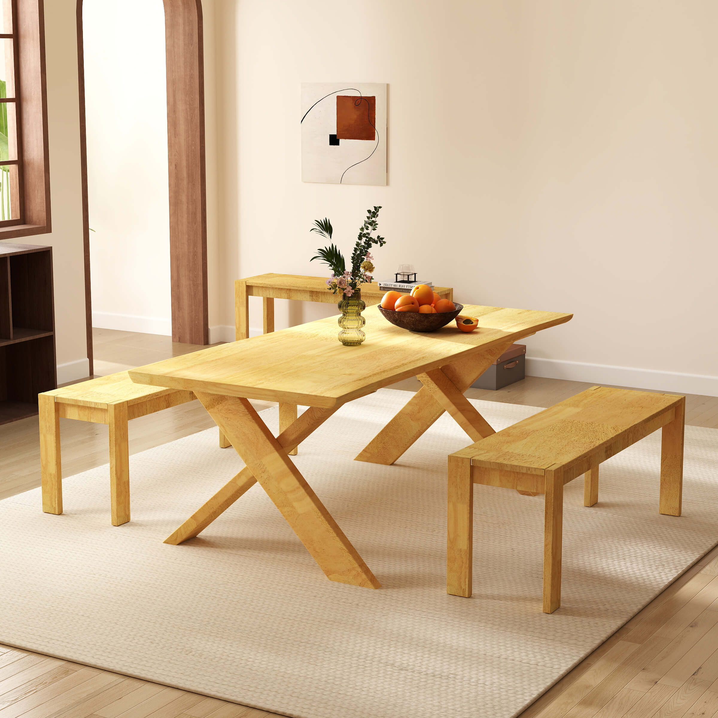 Dining bench with table layout