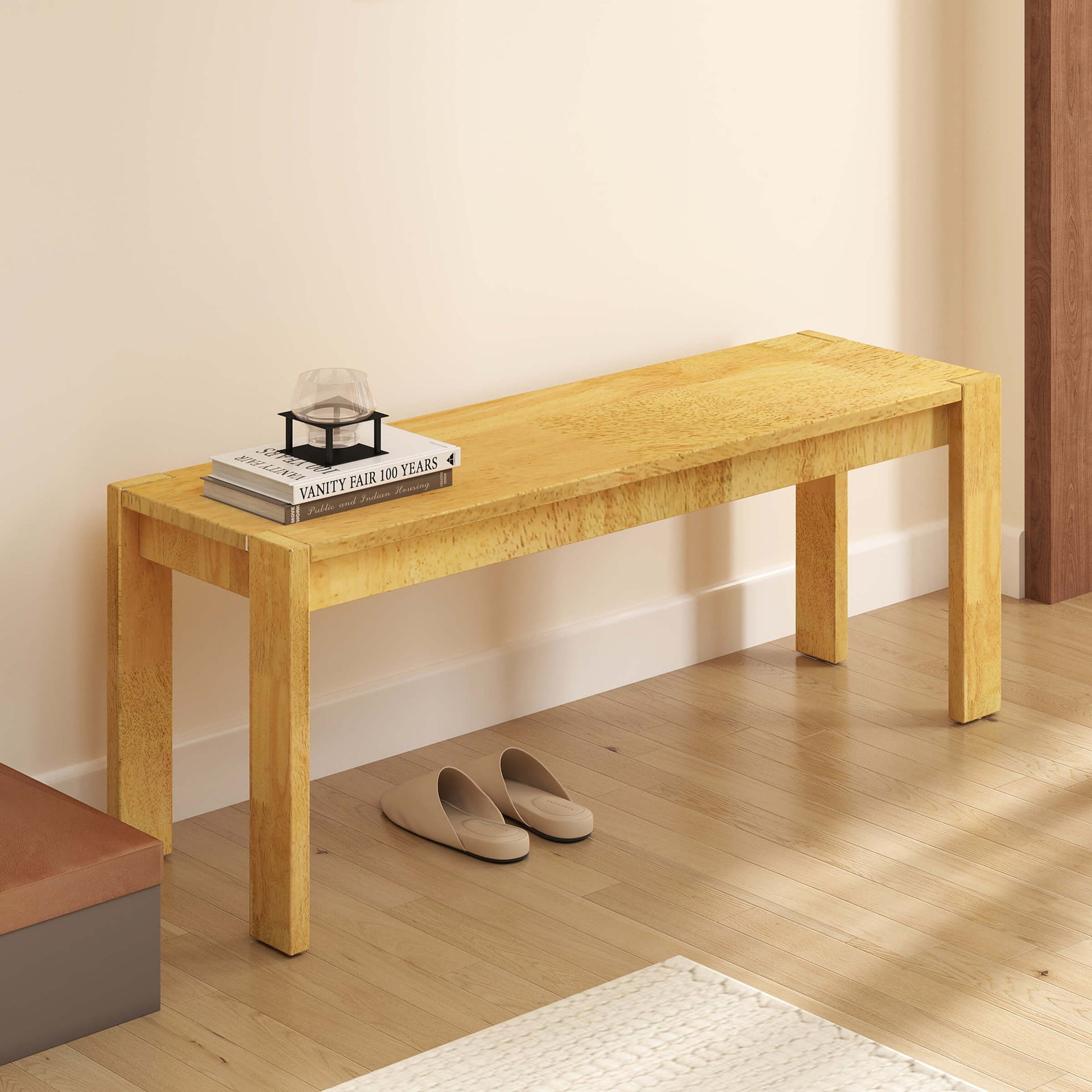 Bench in yellow wood finish