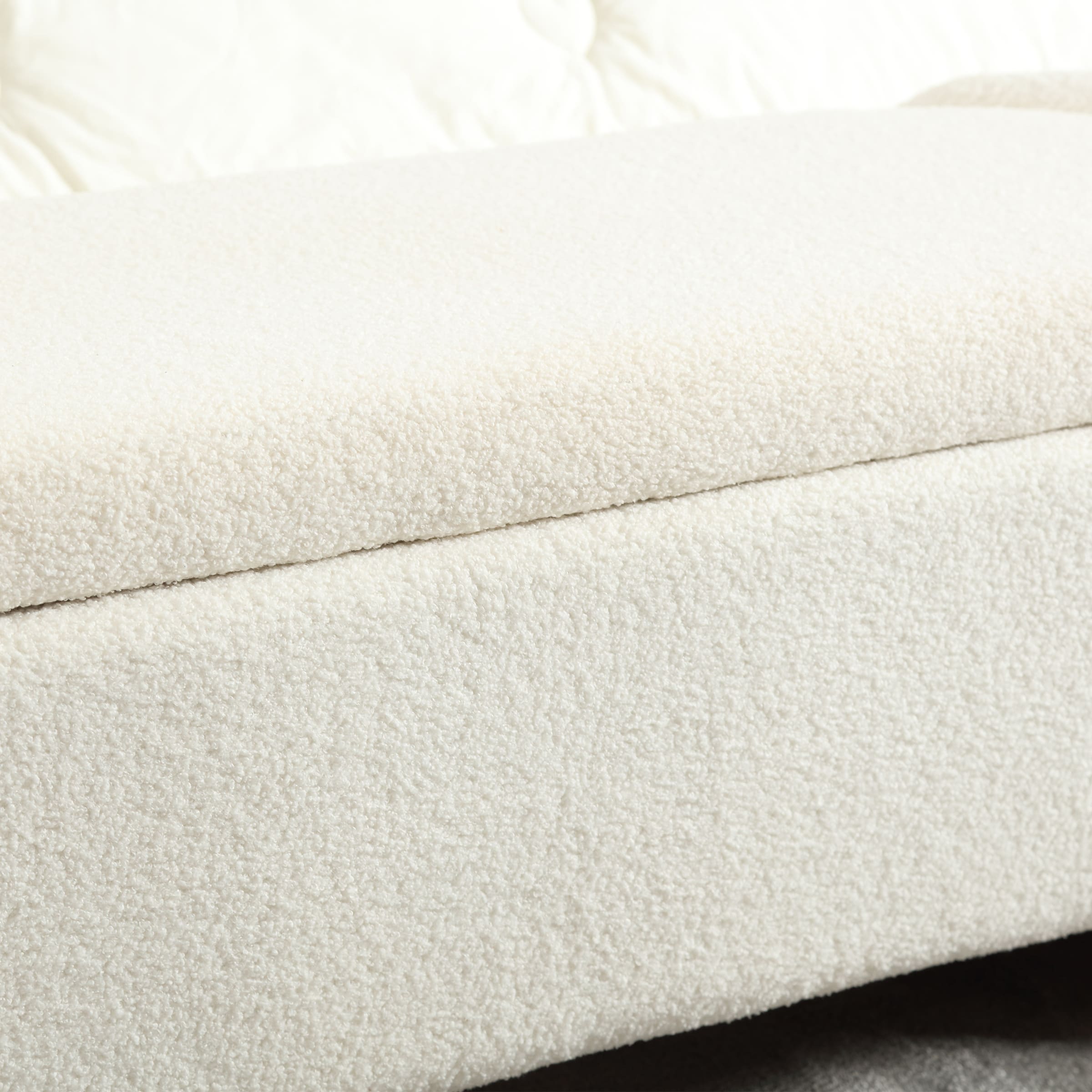 Close-up of cream sherpa fabric close texture
