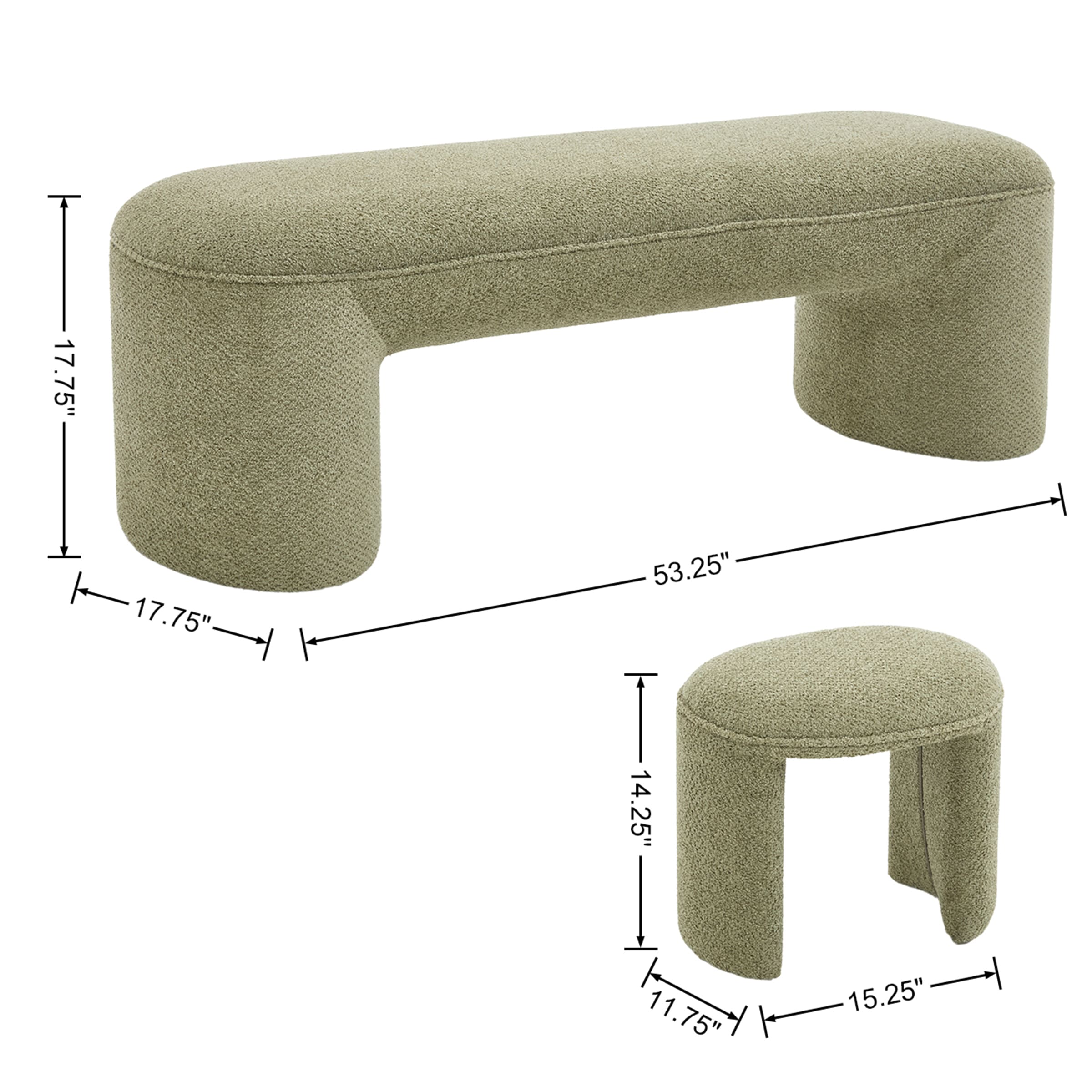 ROCITY 53 Bedroom Bench with 2 Small Stools - 2653BH