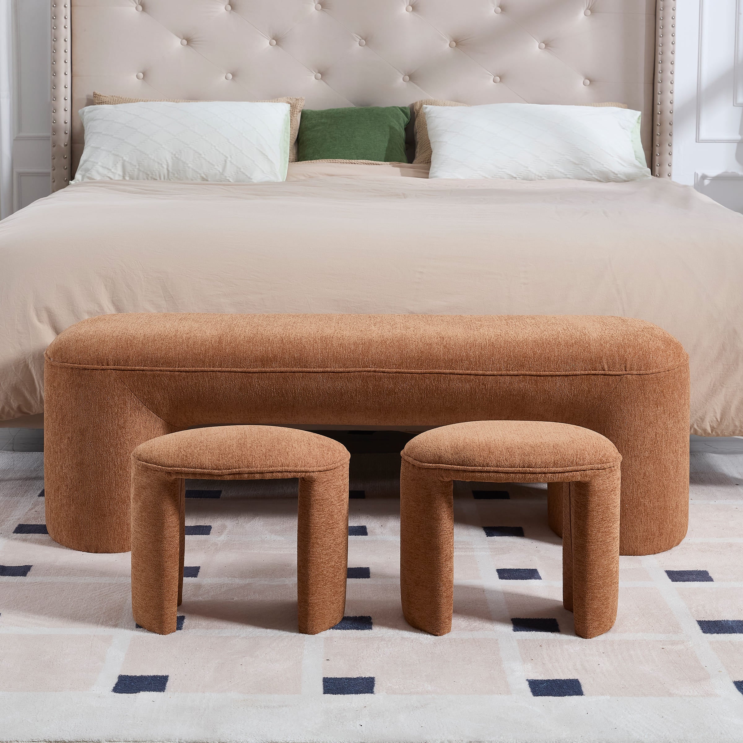 ROCITY 53 Bedroom Bench with 2 Small Stools - 2653BH