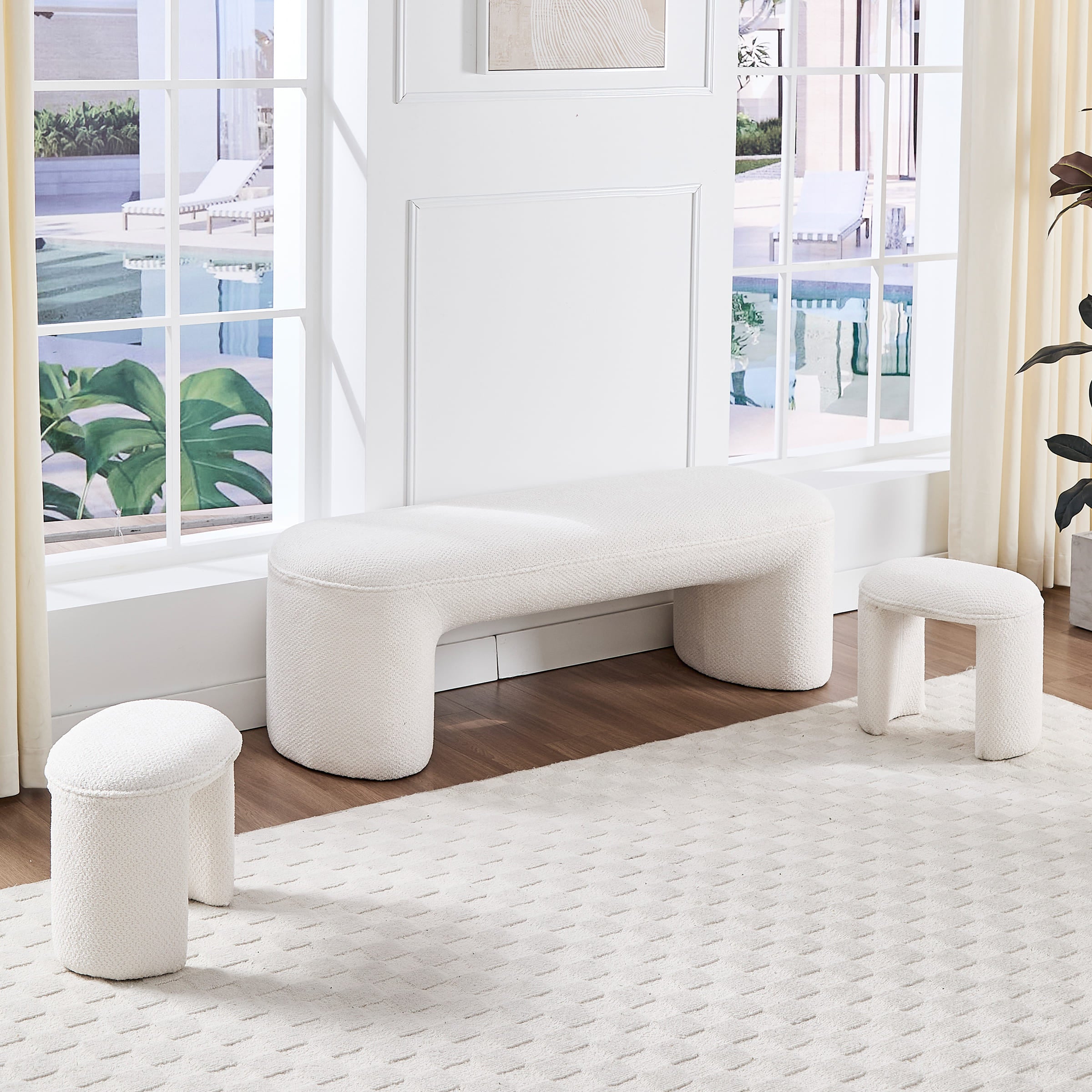 ROCITY 53 Bedroom Bench with 2 Small Stools - 2653BH