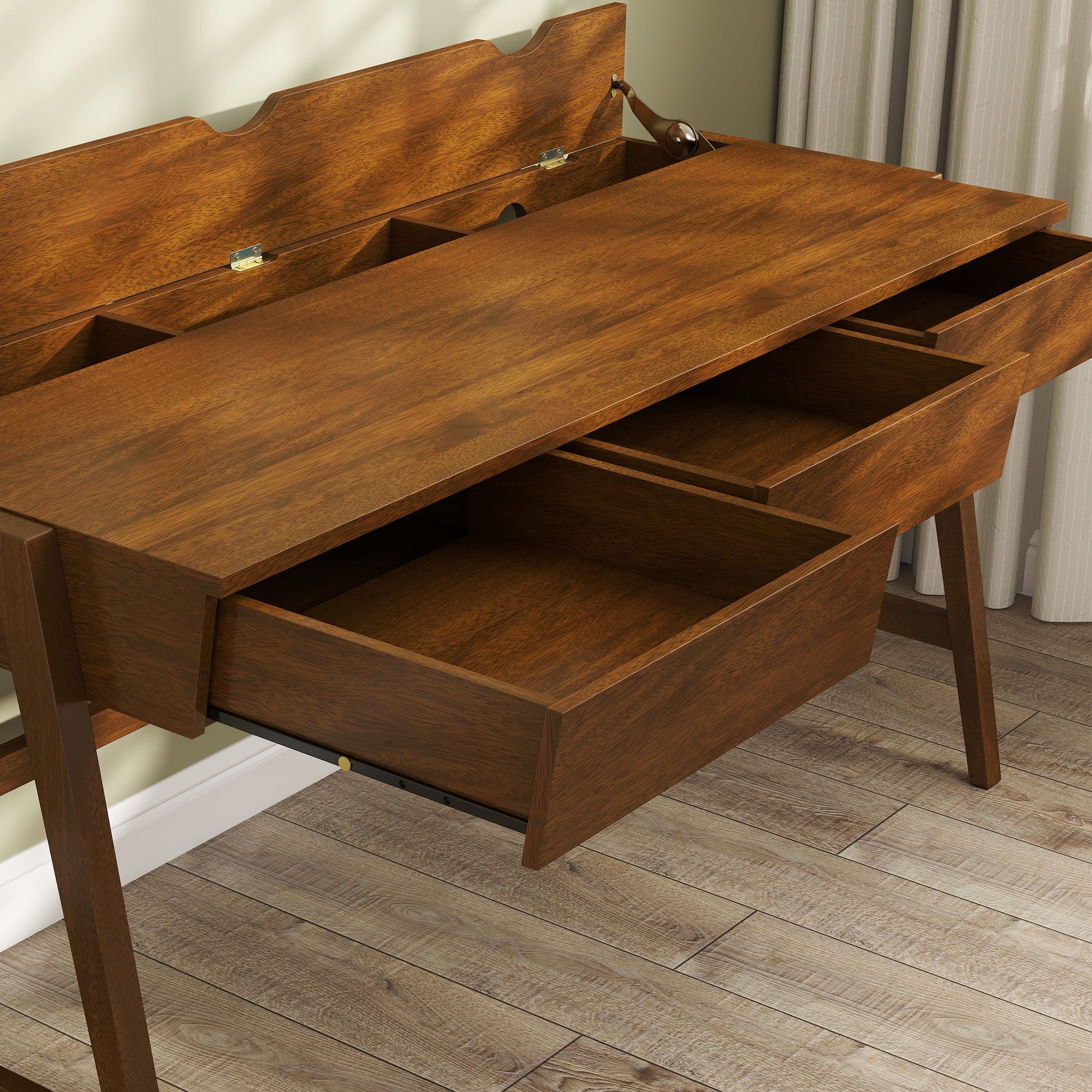 mizutotsukino_uta_デスク modul 3-Tier Pro Audio 8U Studio Desk, Walnut at Gear4music