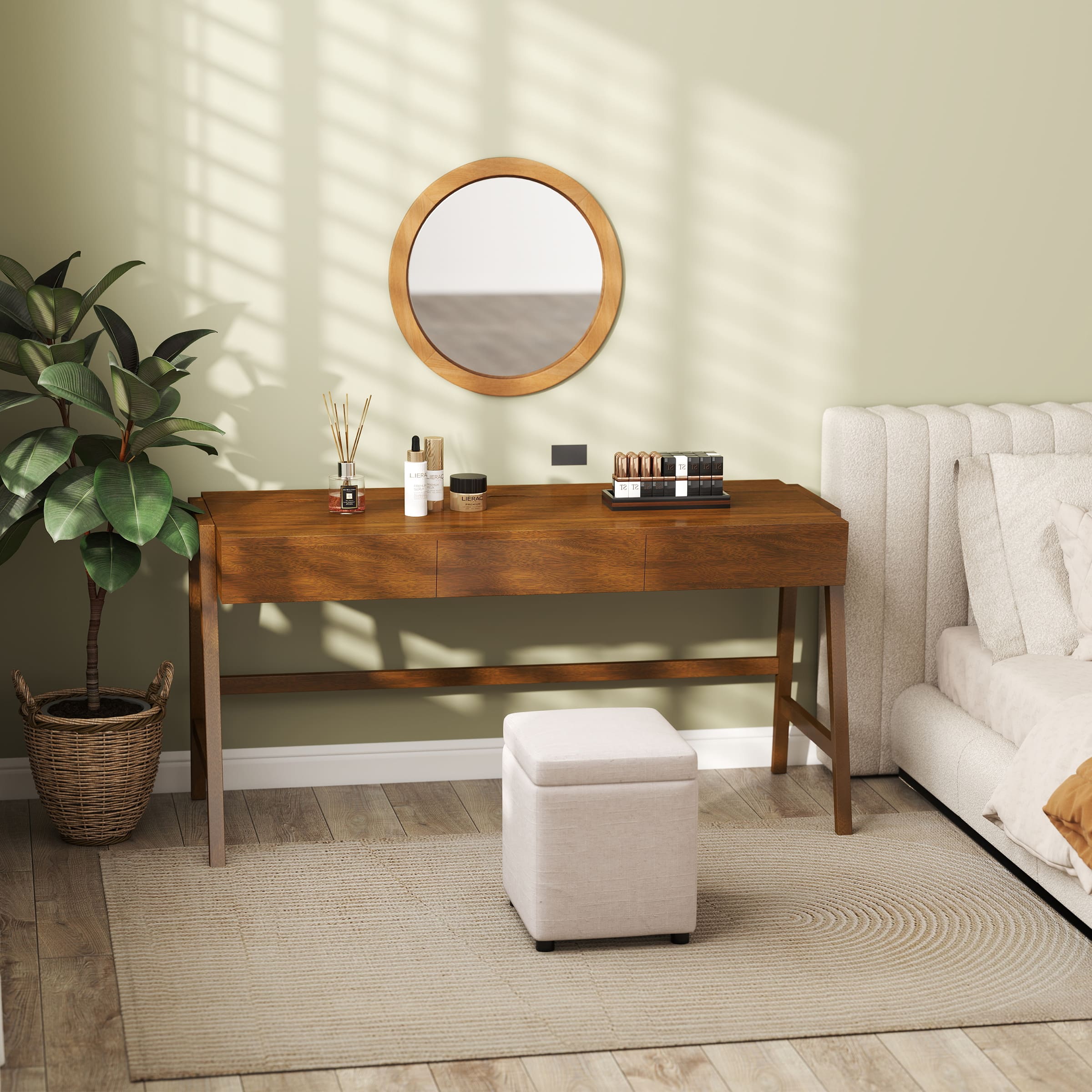Janoray 59"L Wooden Writing Desk with 3 Drawers - 00006DK