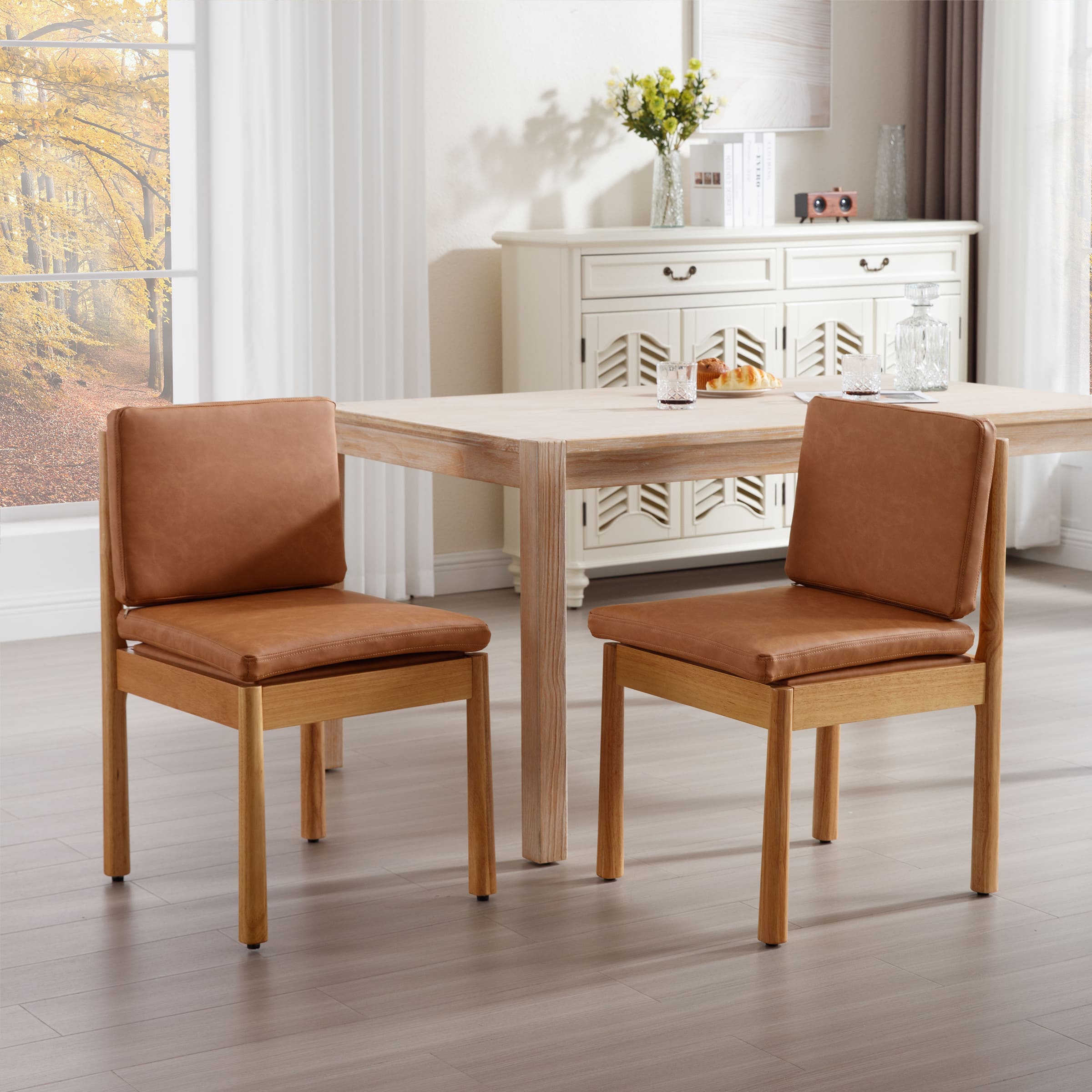 ROCITY Armless Wood Dining Chairs Set of 2 - 1965DC