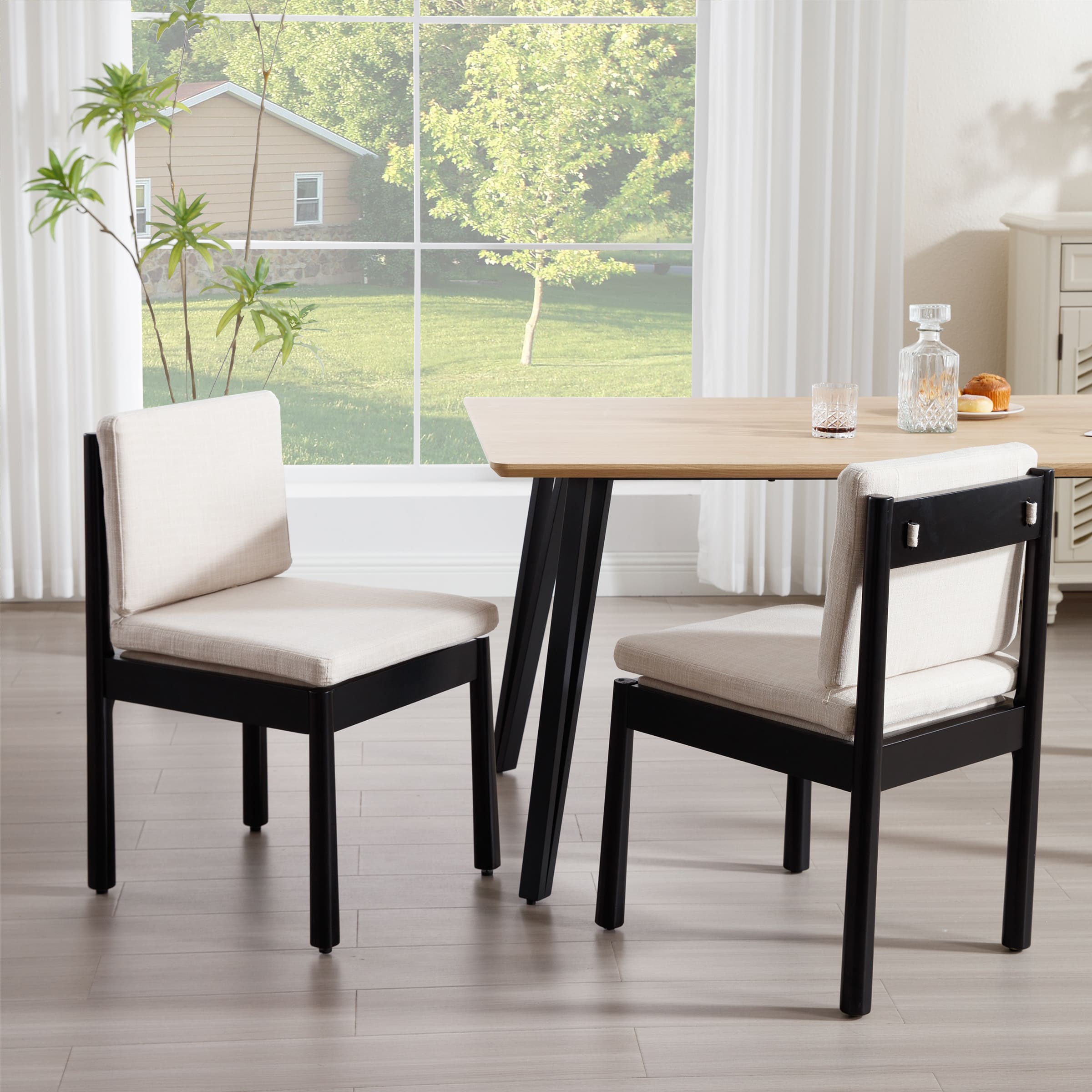 Armless Wood Dining Chairs Set of 2 - 1965DC