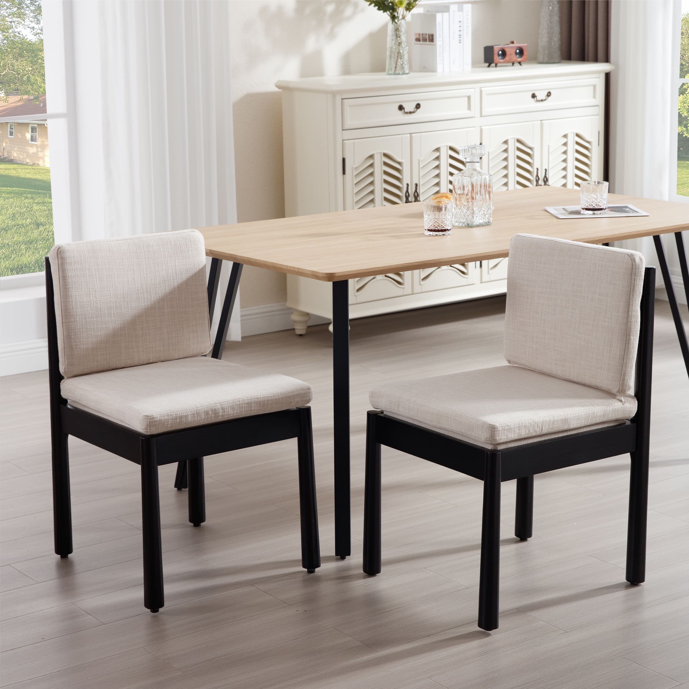 ROCITY Armless Wood Dining Chairs Set of 2 - 1965DC