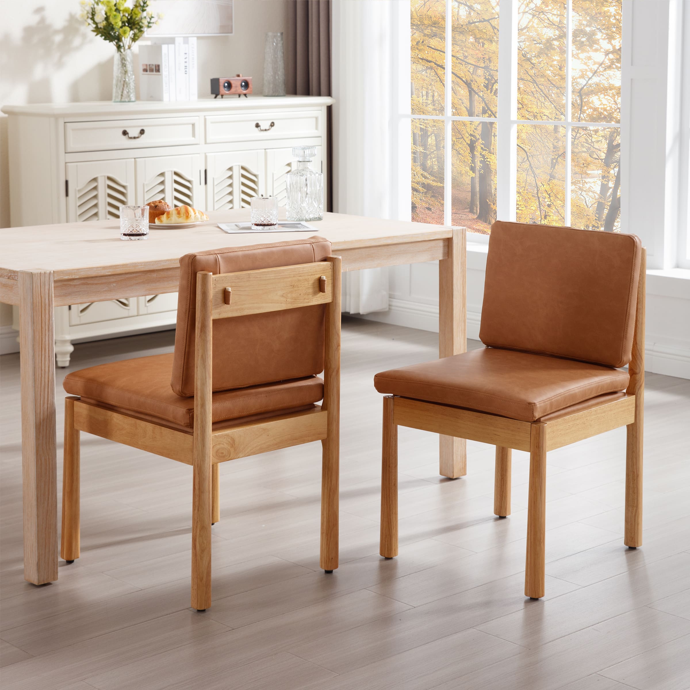 ROCITY Armless Wood Dining Chairs Set of 2 - 1965DC