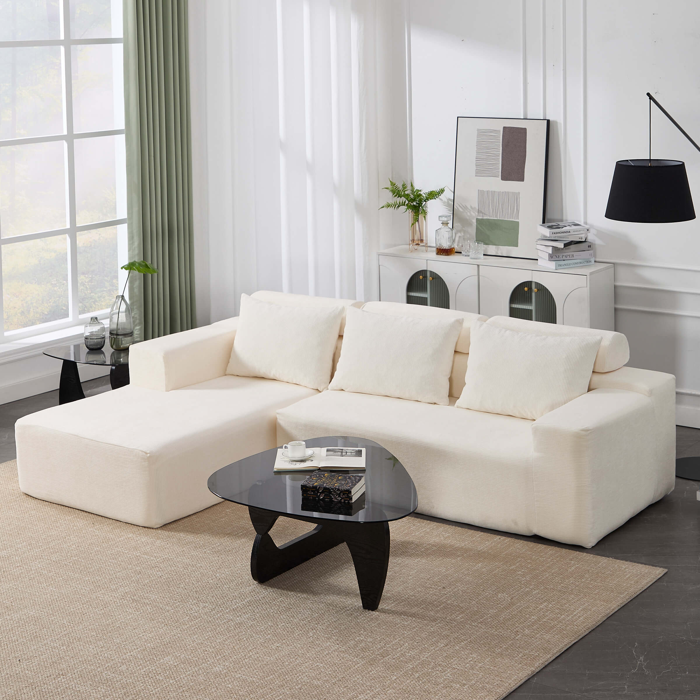 ROCITY Chenille Cloud Couch L-Shaped Sofa with Left Chaise - XXX20SF